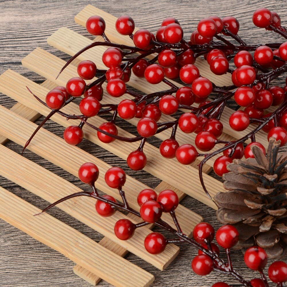 Artificial Dried Flowers & Fake Fruit Berries - Mini Artificial Plants for Wedding, Christmas Tree, and Home Decor - Realistic Pine Cones & Pine Branches for Centerpieces, Wreaths, and Holiday Displays