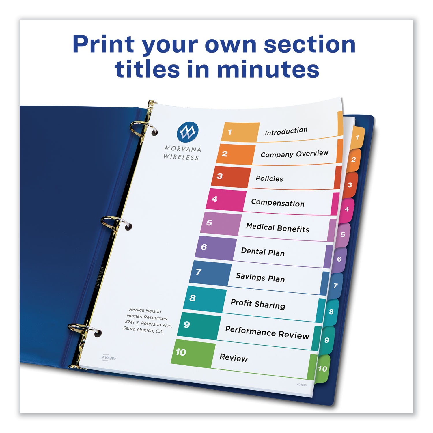 Avery® Customizable TOC Ready Index Multicolor Tab Dividers, 10 Tabs (1-10), 11
