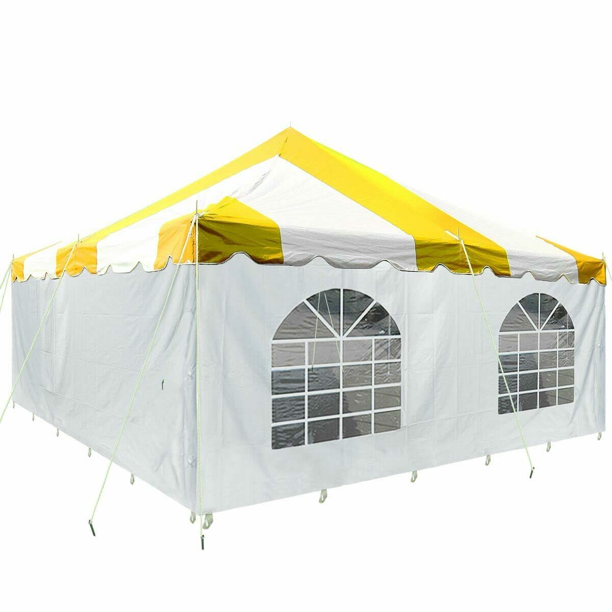20'x20' Weekender Canopy Tent with Sidewalls - 80 Person Capacity Easy Setup Party Tent for Outdoor Events, Weddings & Gatherings (Yellow/White) | Weatherproof Shelter for Backyard Parties, Festivals & Camping