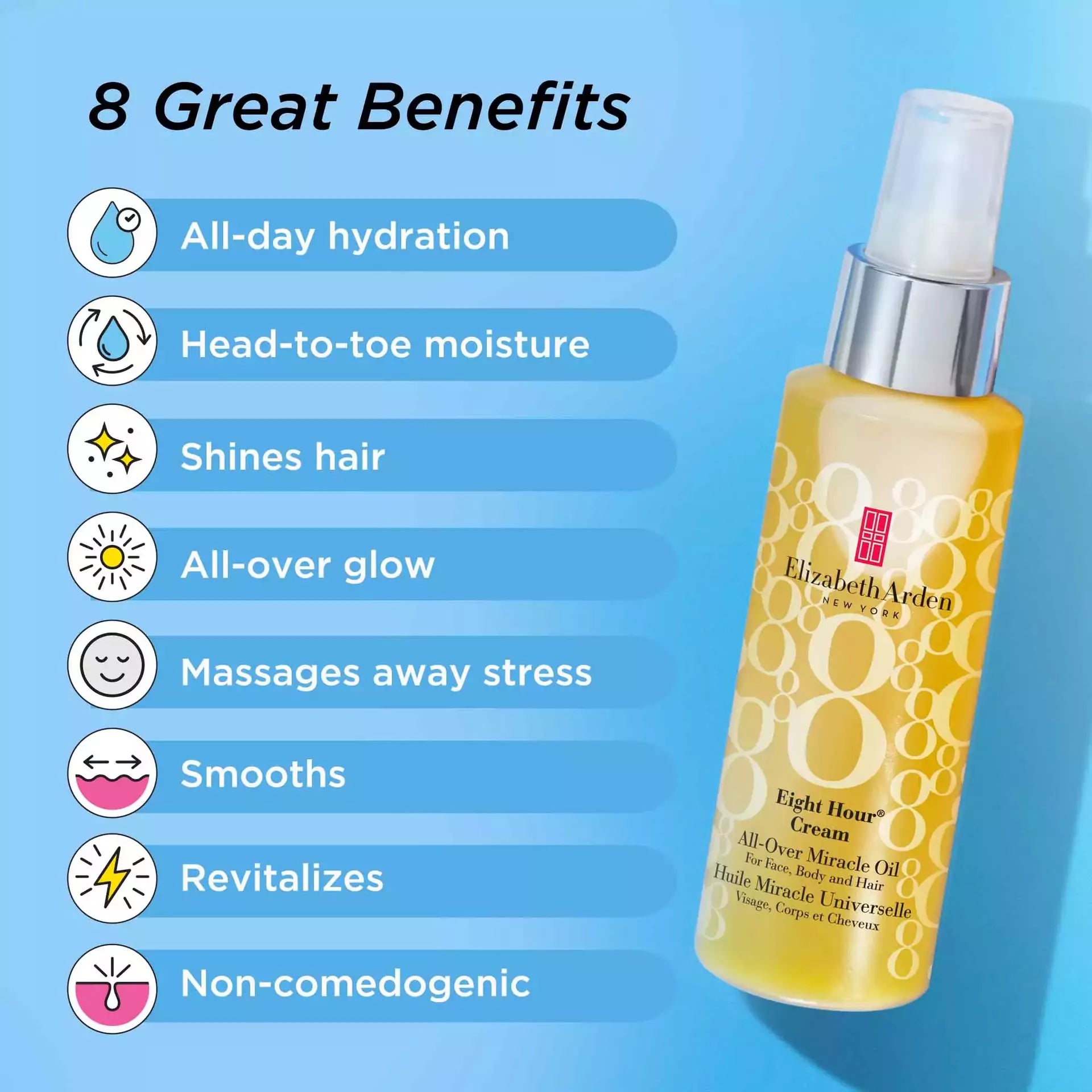 Eight Hour® All Over Miracle Oil - Hydrating & Nourishing Skin Treatment for Face, Body & Hair - Perfect for Dry Skin, Cuticles & Split Ends Care
