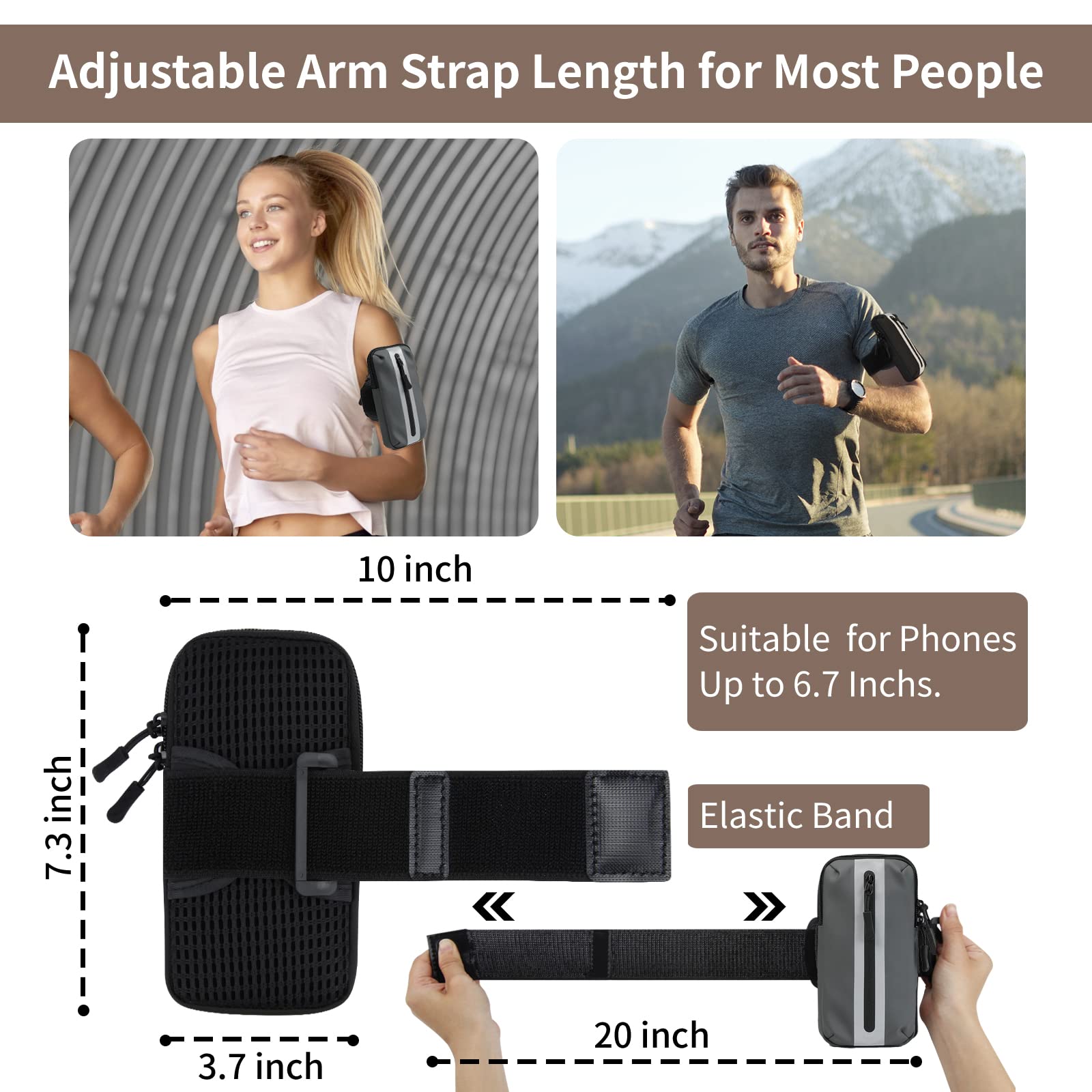 Running Armband for iPhone - Secure Phone Holder for Exercise & Walking (Grey) - Perfect for Jogging & Gym Workouts