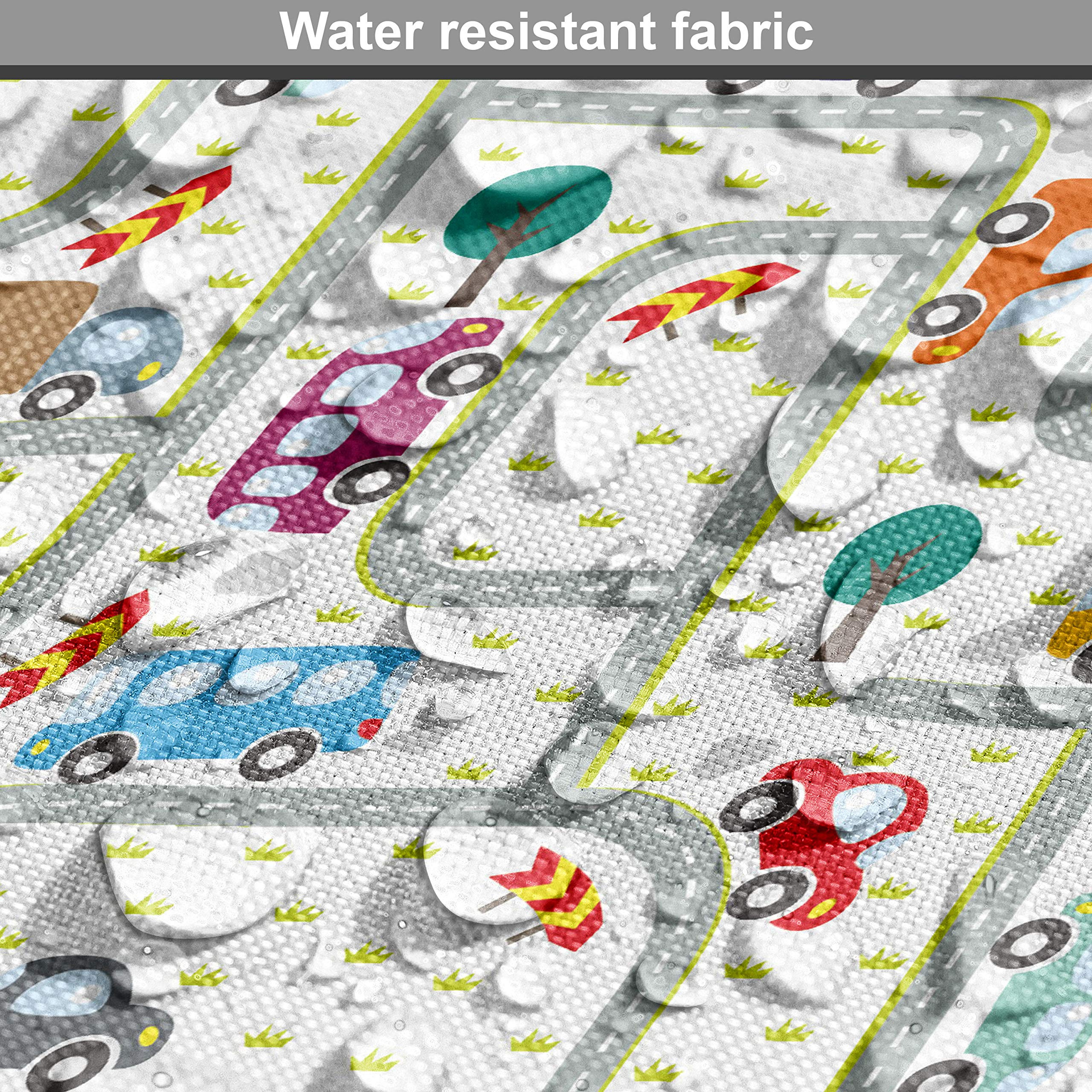 Ambesonne Cars Fabric by The Yard - Vibrant Urban Traffic Design with Driving Cars, 10 Yards Gray Green Upholstery Material for Sofa, Curtains & Home Decor | Perfect for DIY Projects, Car Themed Bedrooms & Automotive Decor