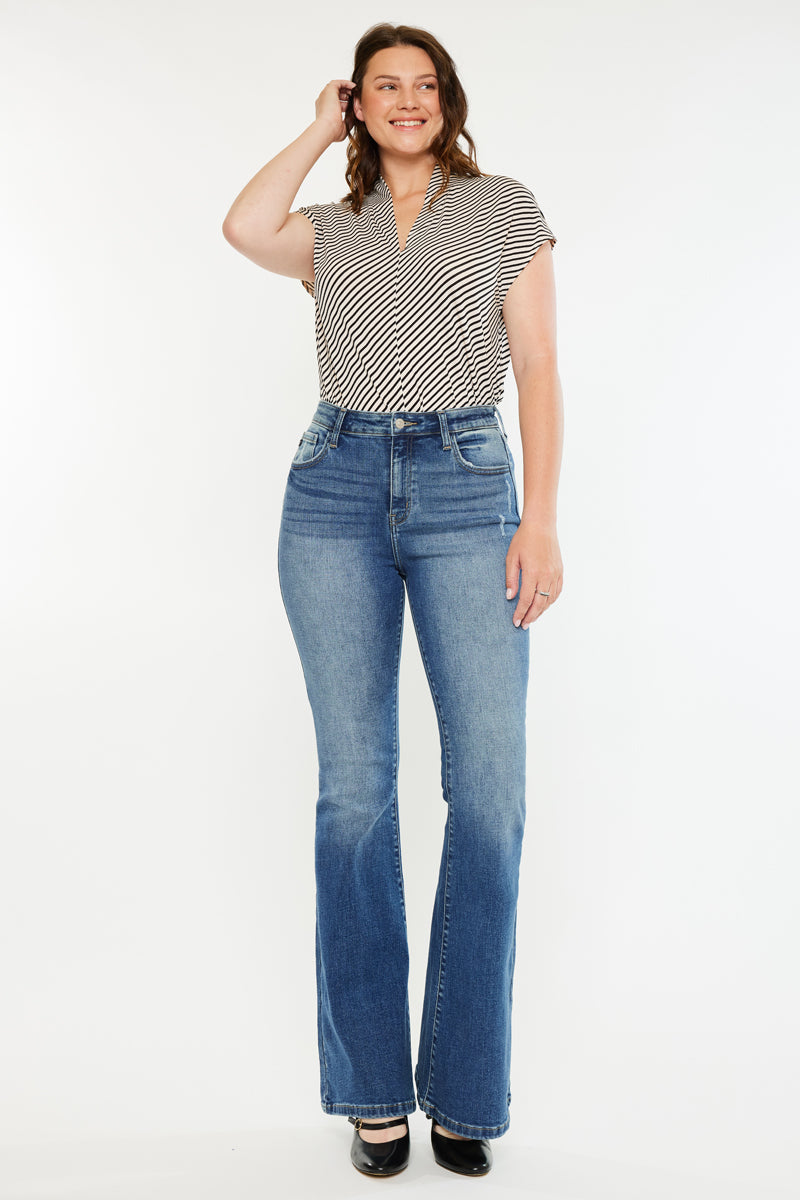 Tana High Rise Wide Flare Jeans for Women - Curvy Fit Stretch Denim Pants, Vintage 70s Inspired Bootcut Jeans for Casual Wear & Night Out