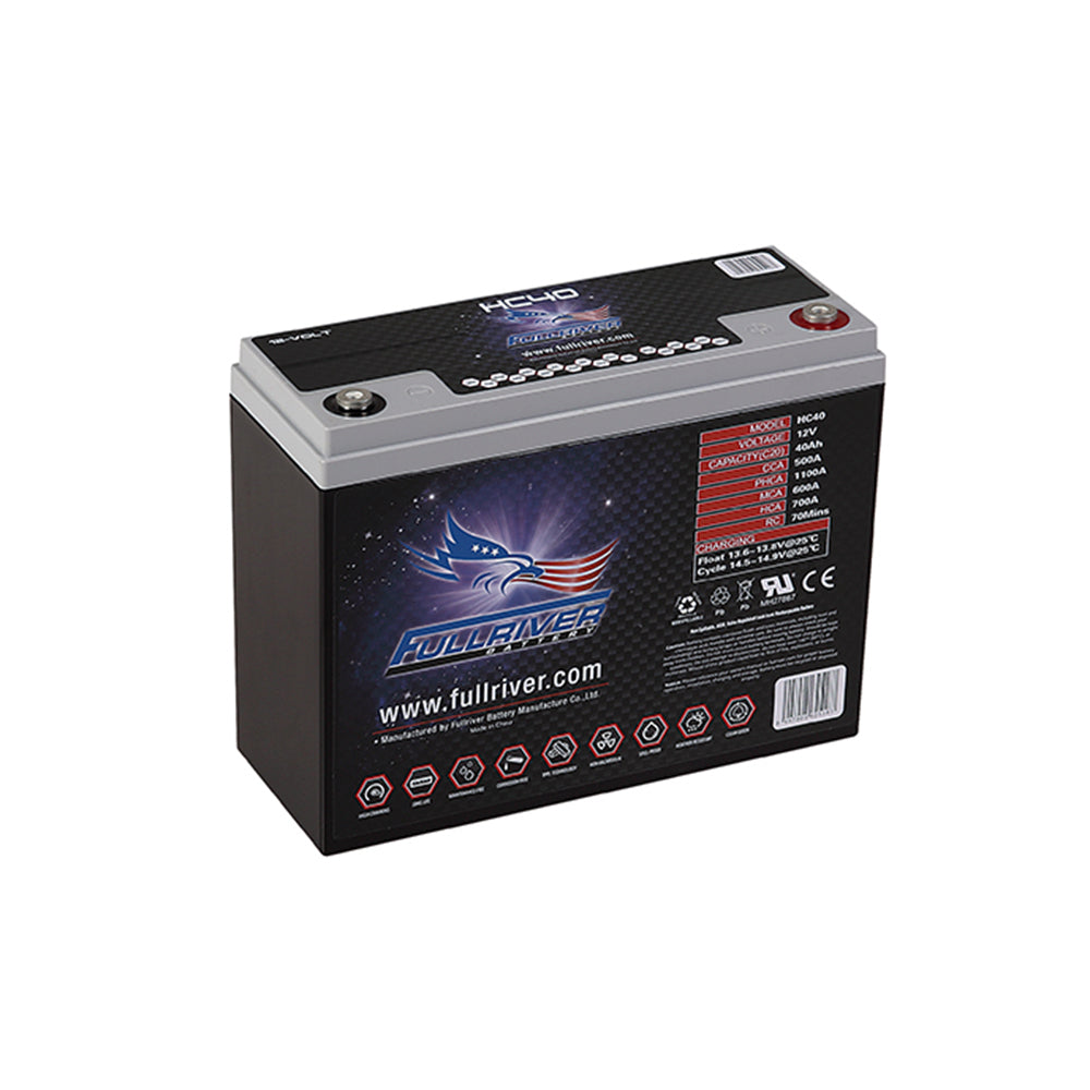 Fullriver HC40 Deep Cycle AGM Battery 12V 40Ah - Maintenance-Free, High Performance for Solar, RV, Marine & Off-Grid Power Systems