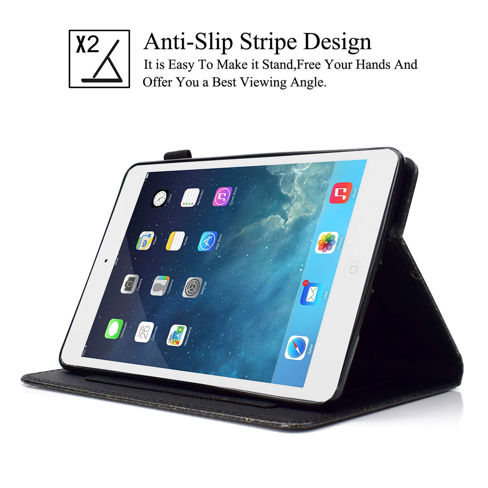 Artyond Magnetic Smart Cover Case for iPad Mini 1/2/3 - Auto Wake/Sleep, Card Slot Stand, Soft Microfiber TPU Leather Protective Case (Purple) - Perfect for Work, Travel & Home Use