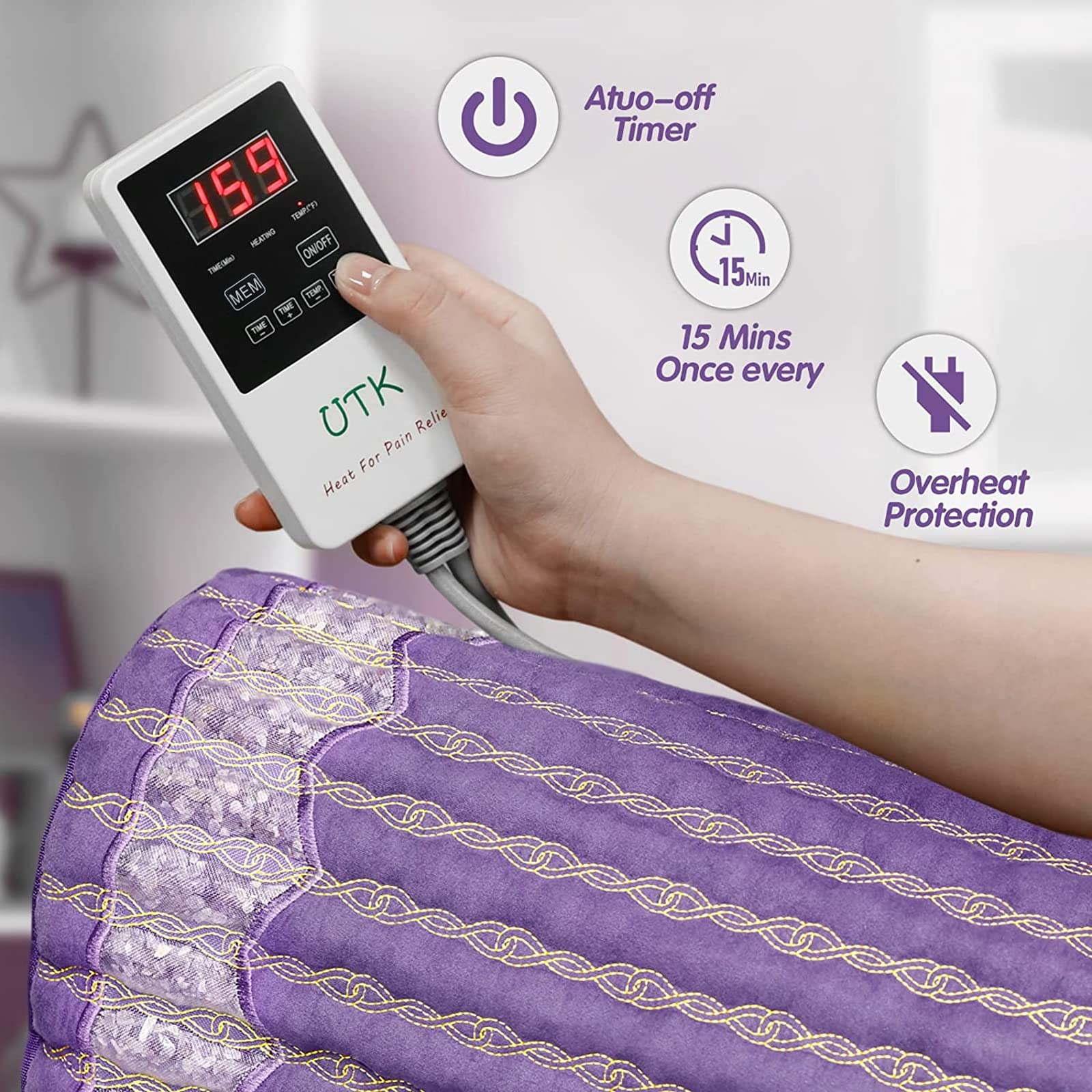 UTK Infrared Heating Pad with Amethyst Stones - Large 40