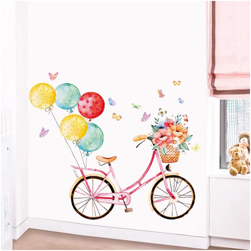 Vibrant Multicolor Balloon Bicycle Wall Decals for Kids & Girls Bedrooms - PVC Wall Stickers (30x90cm) - Playful Nursery Decor & Home Wall Art for Birthday Parties & Room Makeovers