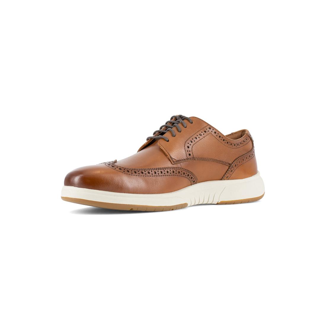Flair Work Steel Toe Wingtip Oxford Work Shoes for Men - Comfortable & Durable Safety Shoes for Construction, Warehouse & Industrial Work - Cognac Brown Leather