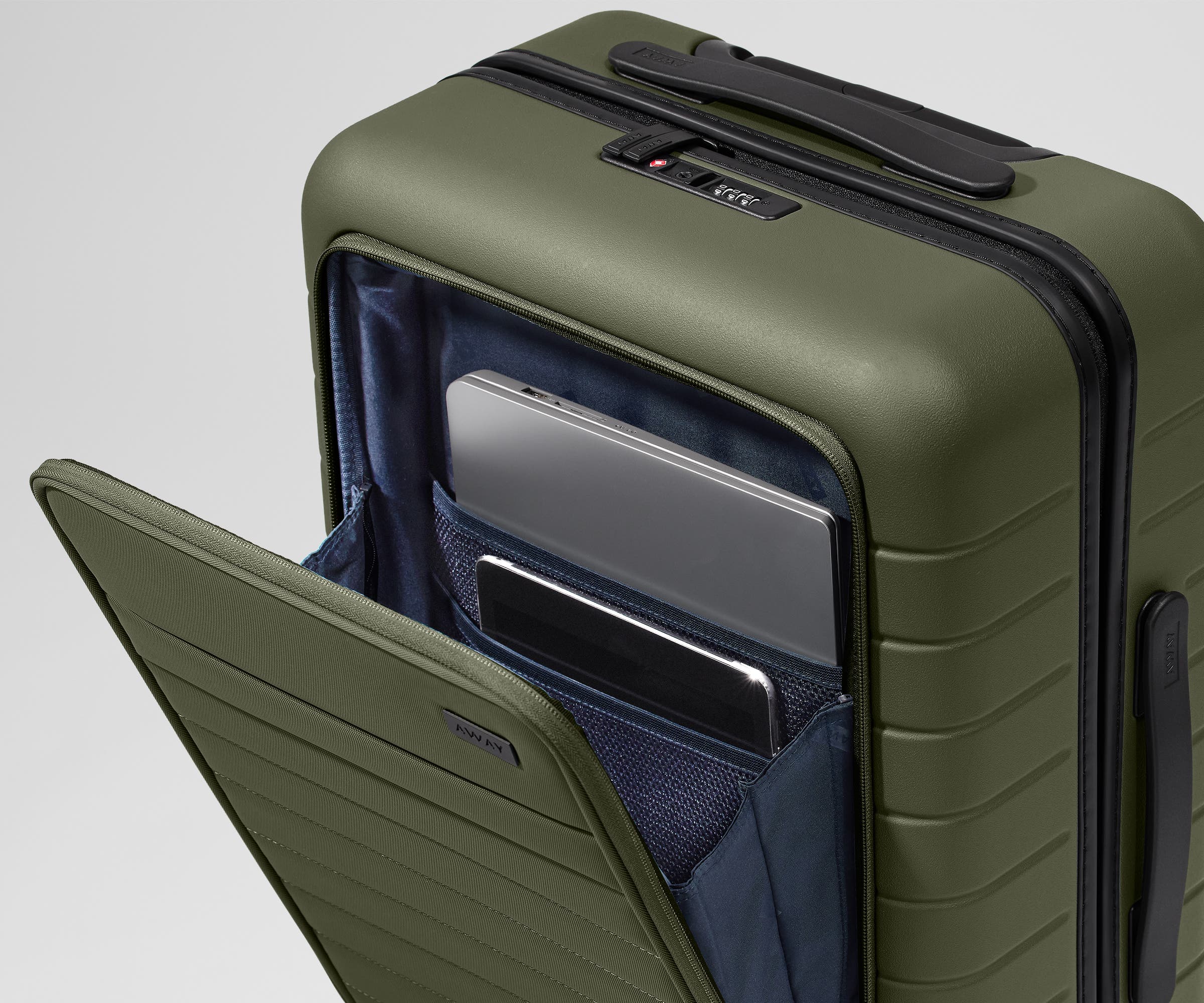 Executive Bigger Carry On Luggage in Olive Green - Spacious Travel Suitcase for Business Trips & Weekend Getaways