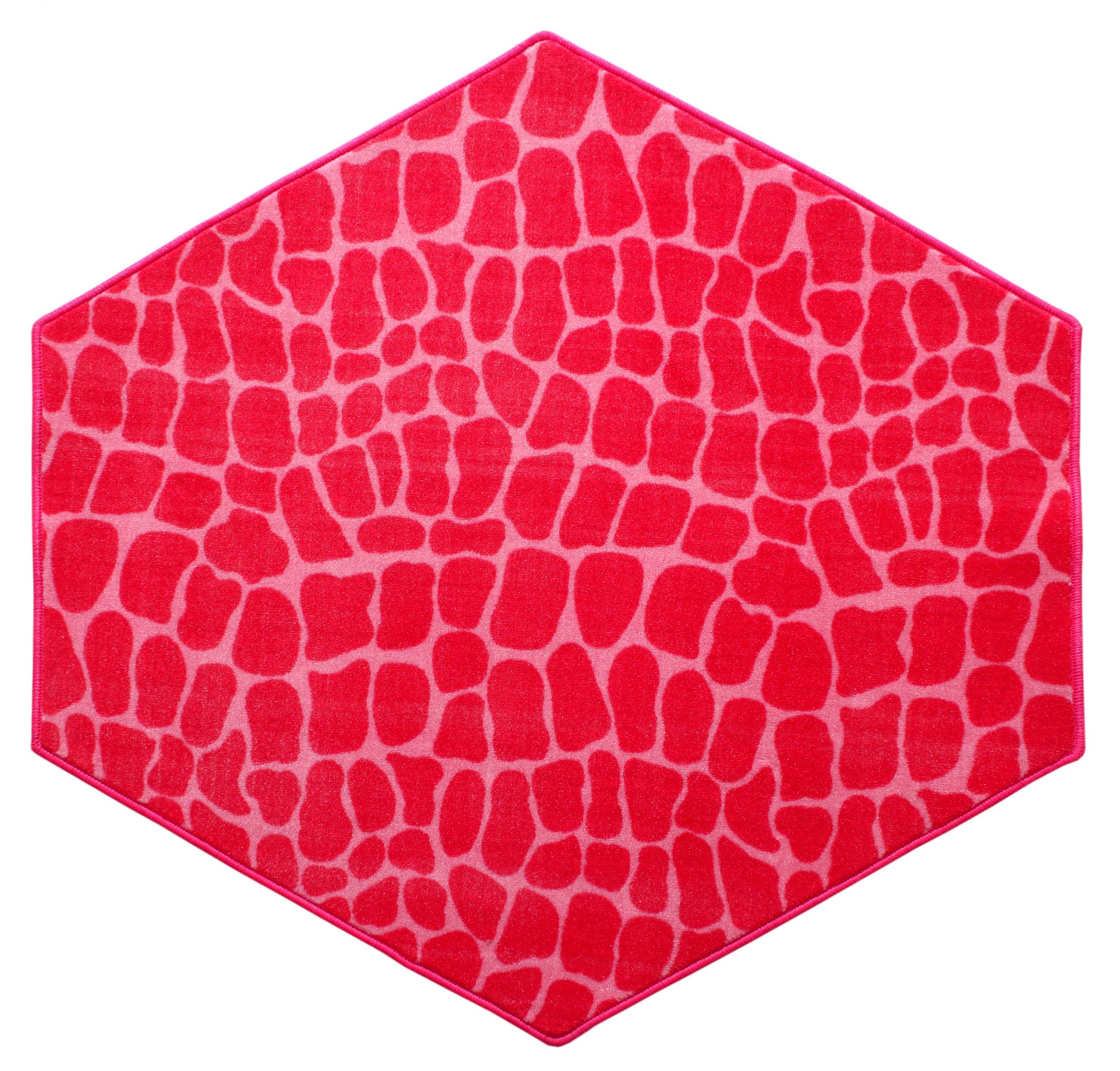 Crocodile Print Pink Area Rug - Animal Print Pet-Friendly Nursery Rug - Non-Slip Hexagon Carpet for Living Room, Playroom & Bedroom - Soft Indoor Floor Mat (7' Hexagon) - Perfect for Kids Room, Dorm Decor & Home Office