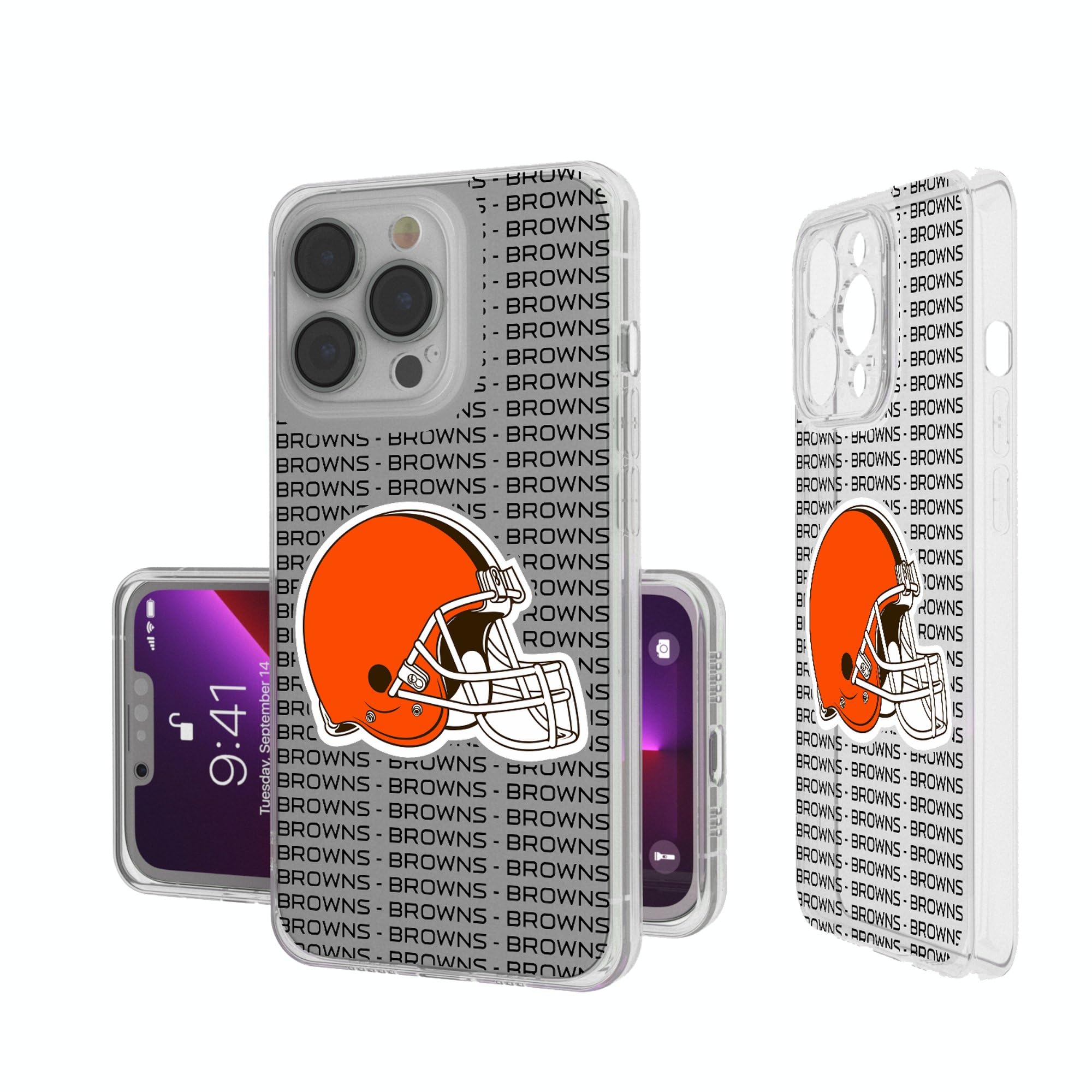 Cleveland Browns iPhone Case - Clear Text Backdrop Design - Shockproof Protective Cover for iPhone 14/13/12/11 Pro Max - Perfect for Football Games, Tailgating & Showing Team Spirit