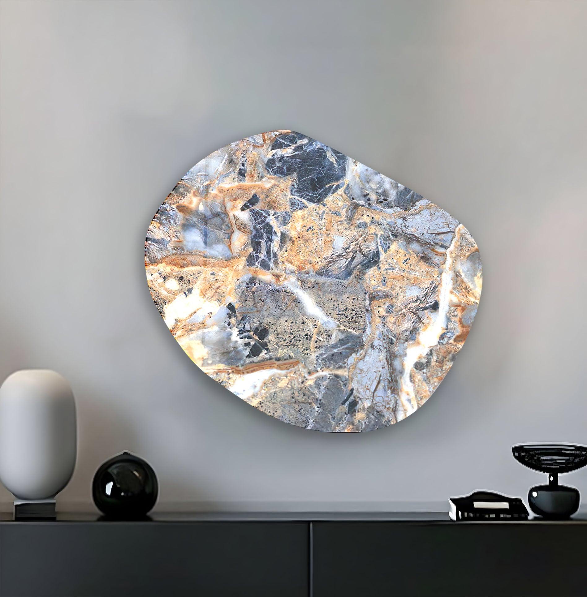 Blue Marble Printing Oval Glass Wall Art - Handmade Modern Home Decor for Living Room, Bedroom & Office - Perfect Gift for Housewarming & Holidays