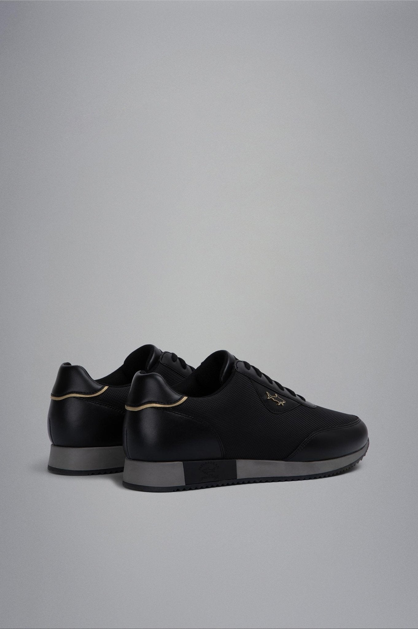 PAUL&SHARK X Techflab Men's Leather Sneakers - Black Casual Shoes for Walking, Running & Everyday Wear
