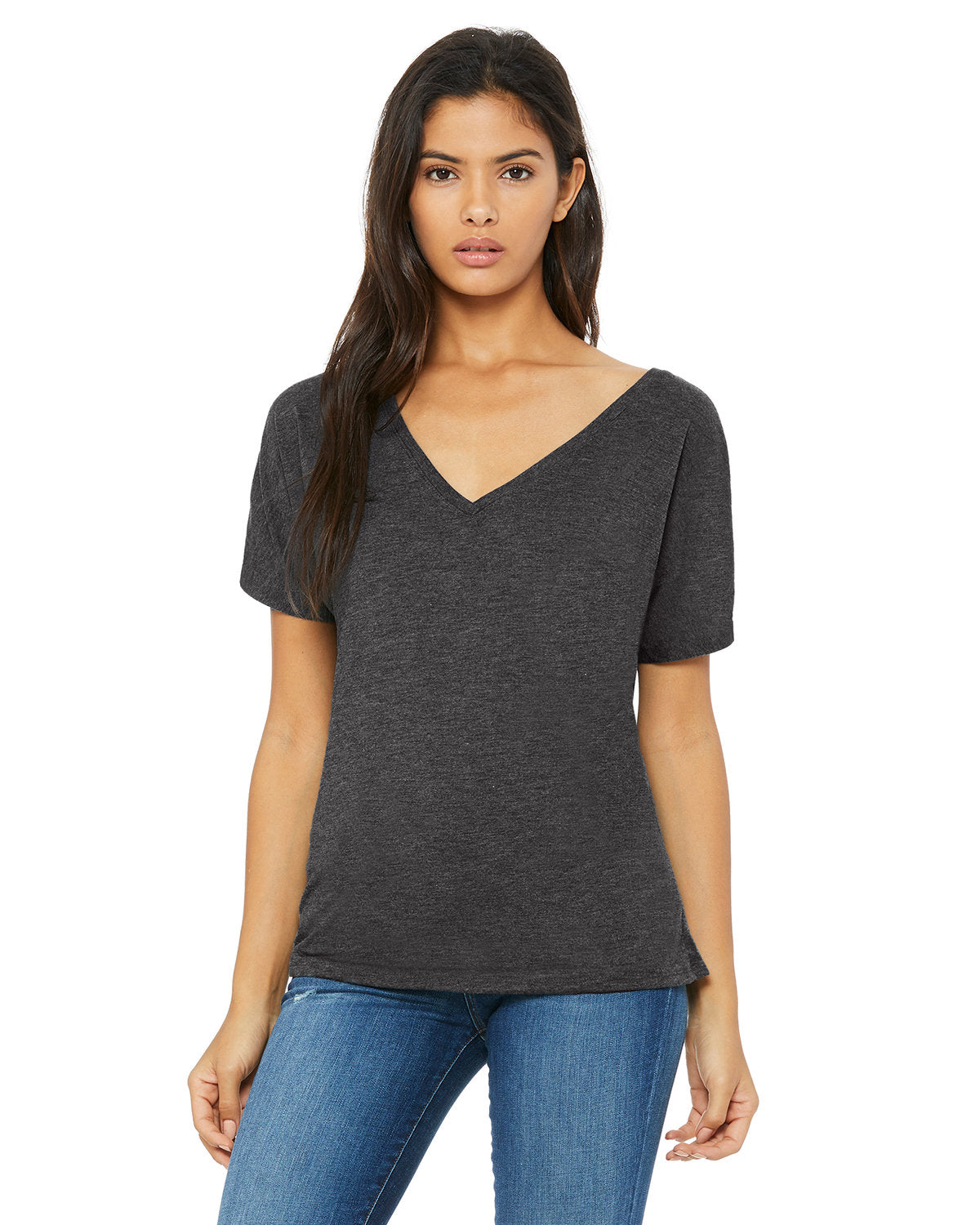 Bella + Canvas 8815 Women's Slouchy V-Neck T-Shirt - Soft Relaxed Fit Casual Tee for Everyday Wear, Lounge & Weekend Outfits