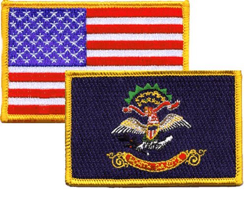 Premium USA & North Dakota State Flag Iron-On Embroidered Patches Combo Pack - Perfect for Jackets, Hats, Backpacks & DIY Crafts