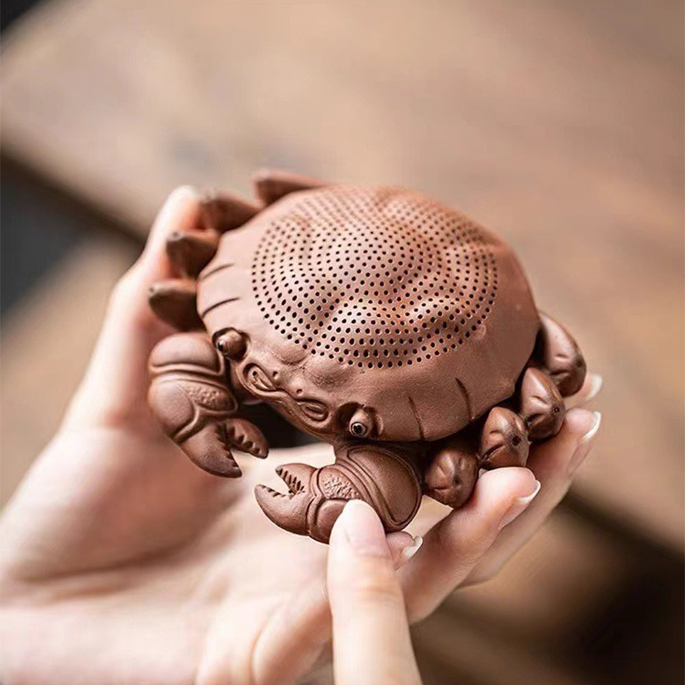 Purple Clay Crab Tea Pet Strainer - Handmade Ceramic Tea Infuser for Loose Leaf Tea - Perfect for Tea Lovers & Collectors - Great Gift for Tea Ceremony, Home Decor, and Office Use