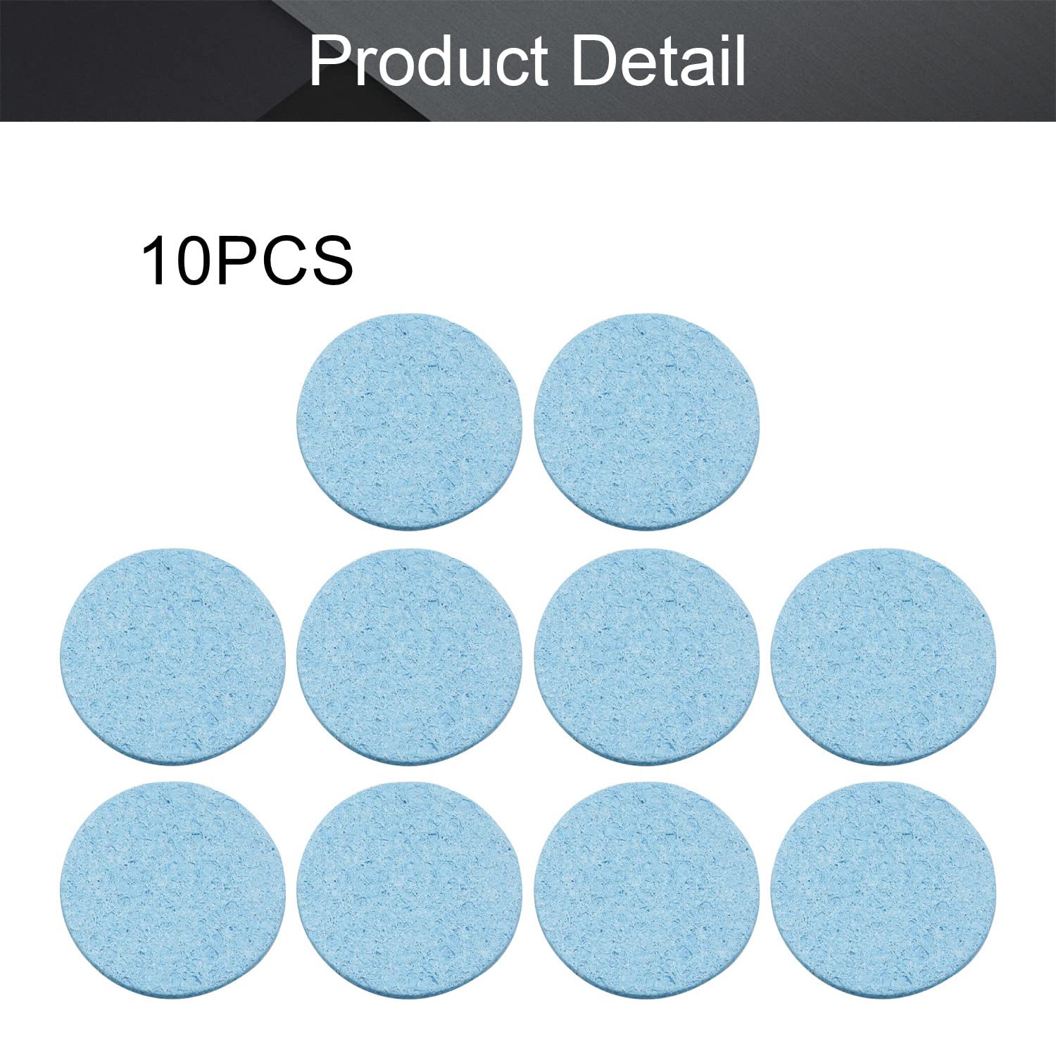Bettomshin 10Pcs Blue Round Soldering Sponge 55mmx55mmx11mm - High Heat Resistant Cleaning Pads for Soldering Iron Tips, Welding Tools Maintenance - Perfect for Electronics Repair, DIY Projects & Circuit Board Soldering