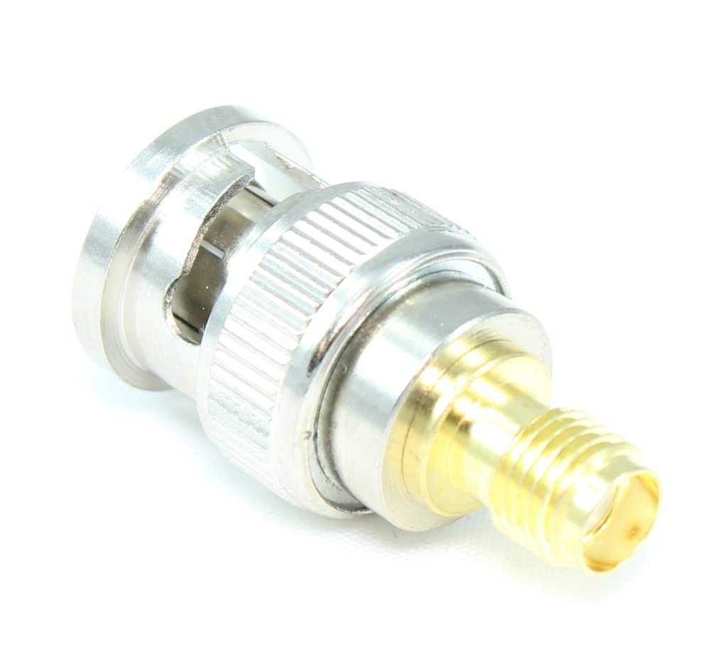 MyCableMart BNC Male to SMA Female RF Coaxial Adapter - Gold Plated Connectors for Antenna, CCTV, Ham Radio & Wireless Networking Equipment