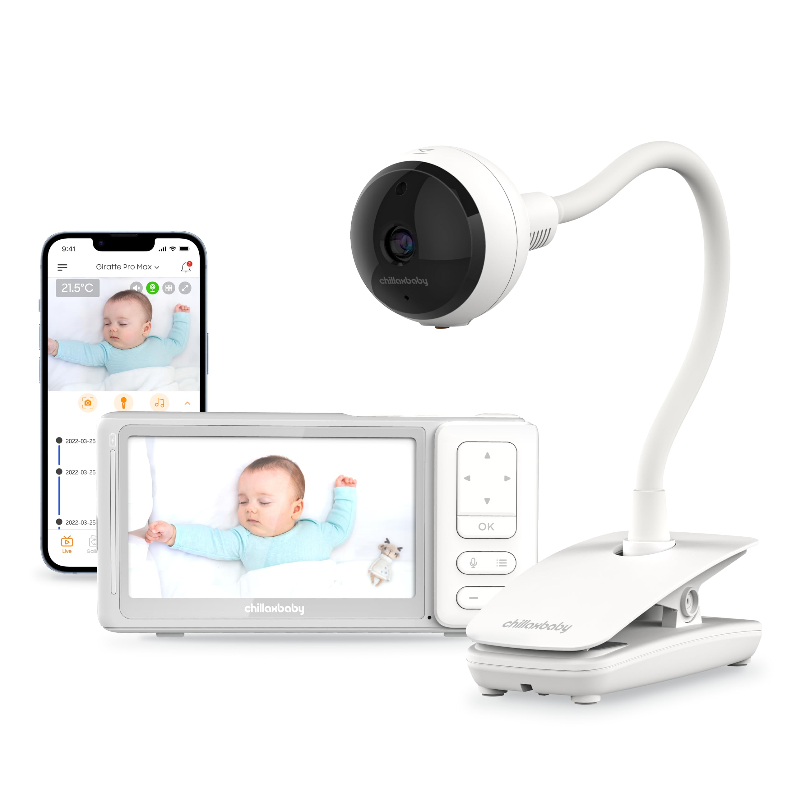 CHILLAX Giraffe Pro Max Baby Monitor with 1080p HD Camera & 5
