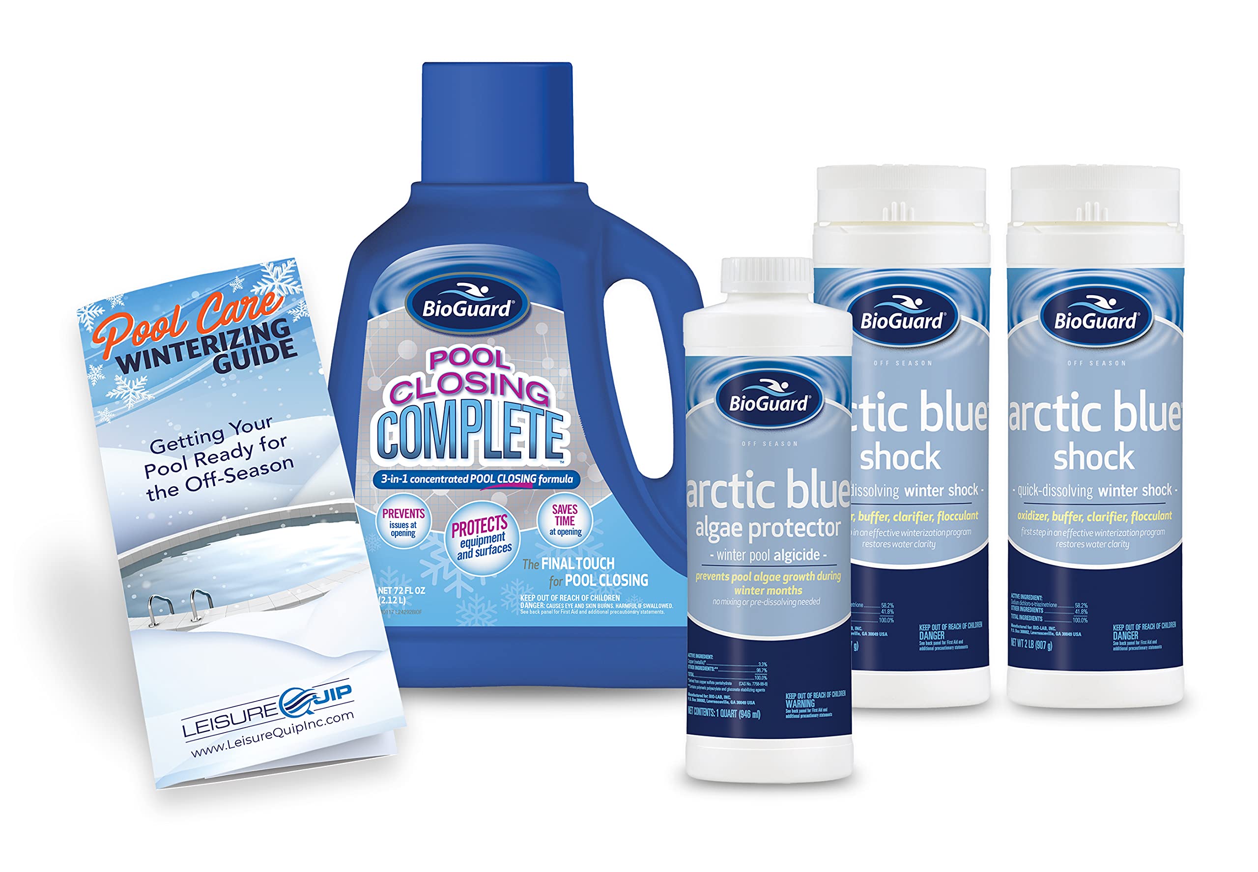 Premium BioGuard Arctic Blue Winter Pool Closing Kit for Large Pools (Up to 24,000 Gallons) - Complete Winterizing Solution for Inground & Above Ground Pools - Protect Your Pool During Cold Months