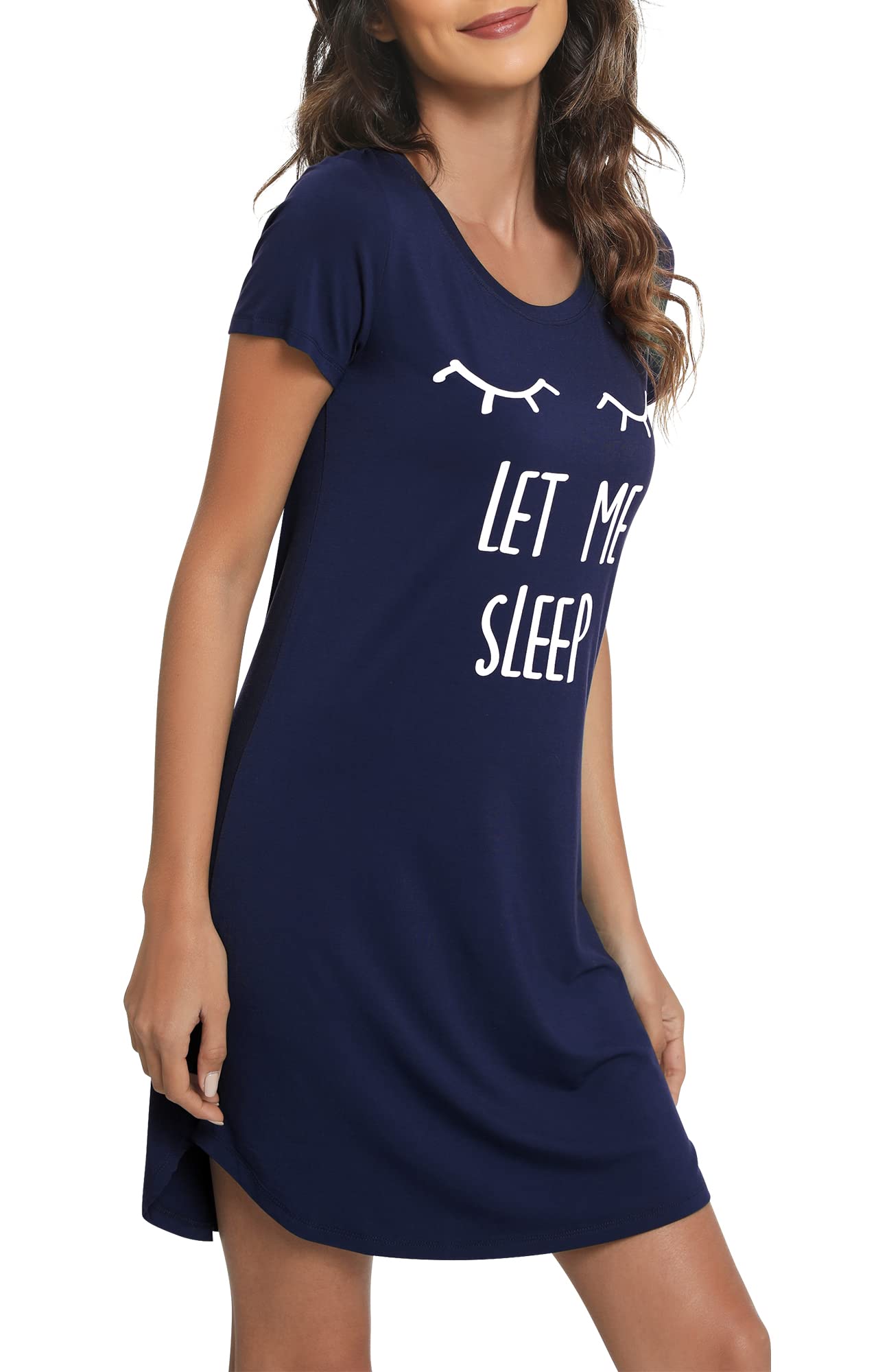 Soft Bamboo Viscose Nightgowns for Women - Comfortable Plus Size Sleepwear Short Sleeve Pajamas S-4X - Perfect for Relaxing at Home & Summer Nights