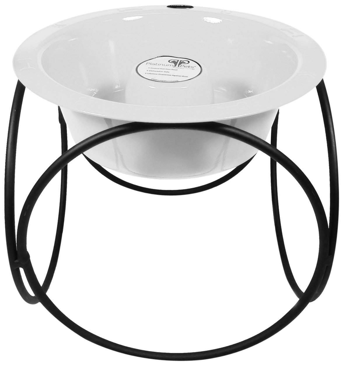Platinum Pets Slow Feeder Dog Bowl - Stainless Steel Non-Slip Design for Medium & Large Dogs - Olympic Diner Puzzle Feeder in Pearl White - Perfect for Fast Eaters & Mealtime Enrichment