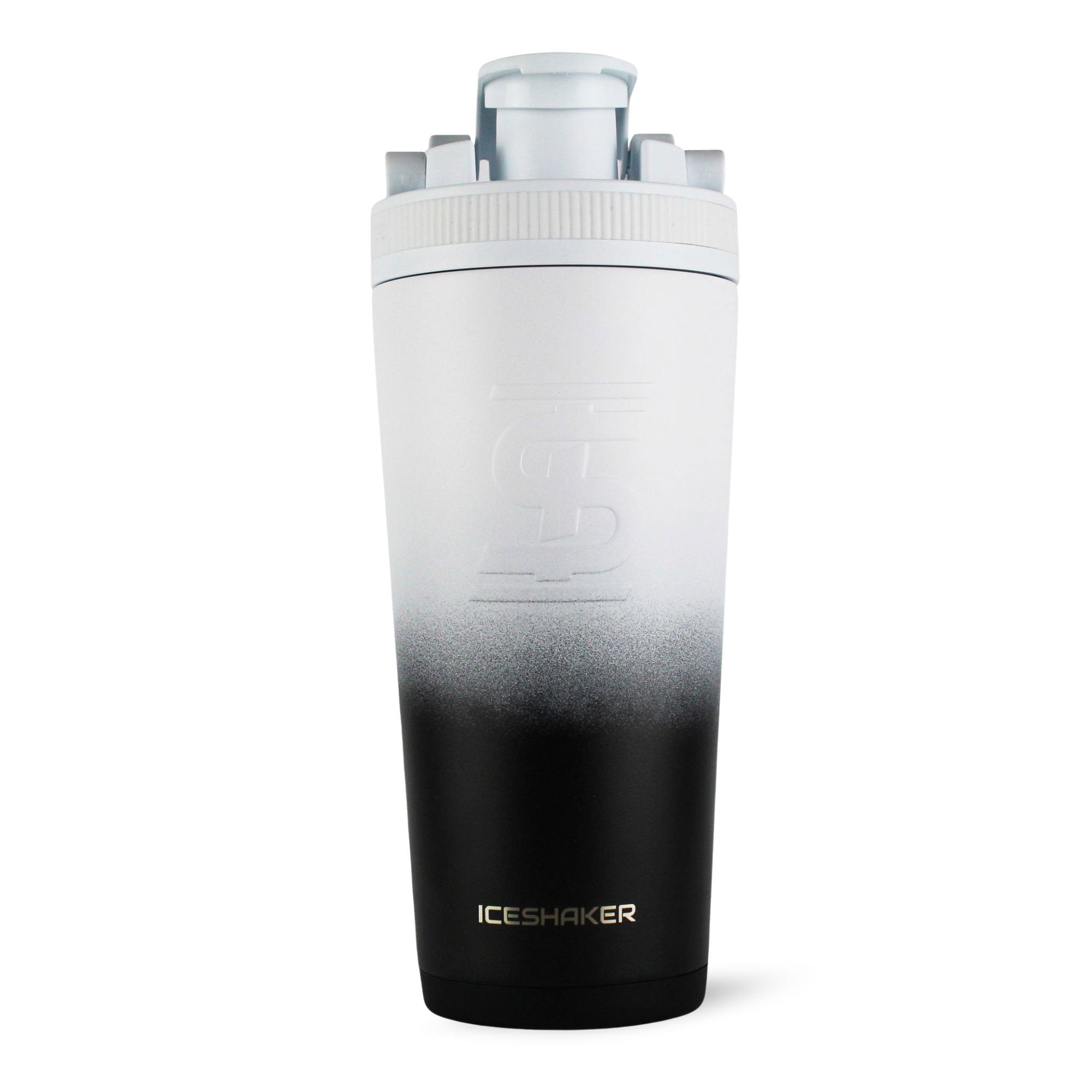 26oz Insulated Ice Shaker Bottle - Black & White Ombre Gradient for Gym, Workouts & Outdoor Sports | Leakproof & BPA Free