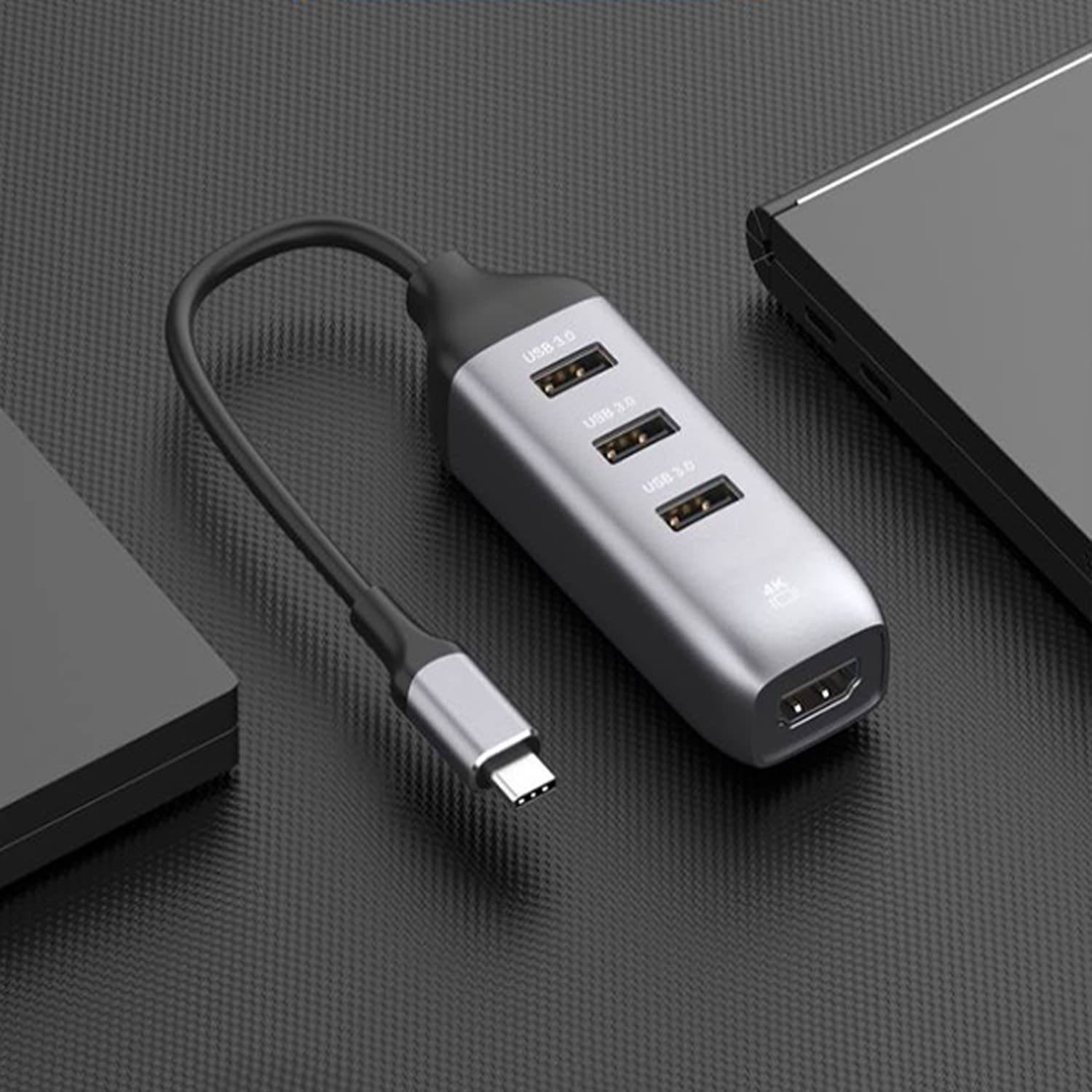 USB C to HDMI Adapter with 3-Port USB 3.0 Hub - 4K Video Output for MacBook Pro/Air, iPad, Dell XPS 13/15, Surface Pro & Android Devices | DP Alt Mode Required | Perfect for Home Office, Conference Presentations & Multi-Screen Entertainment