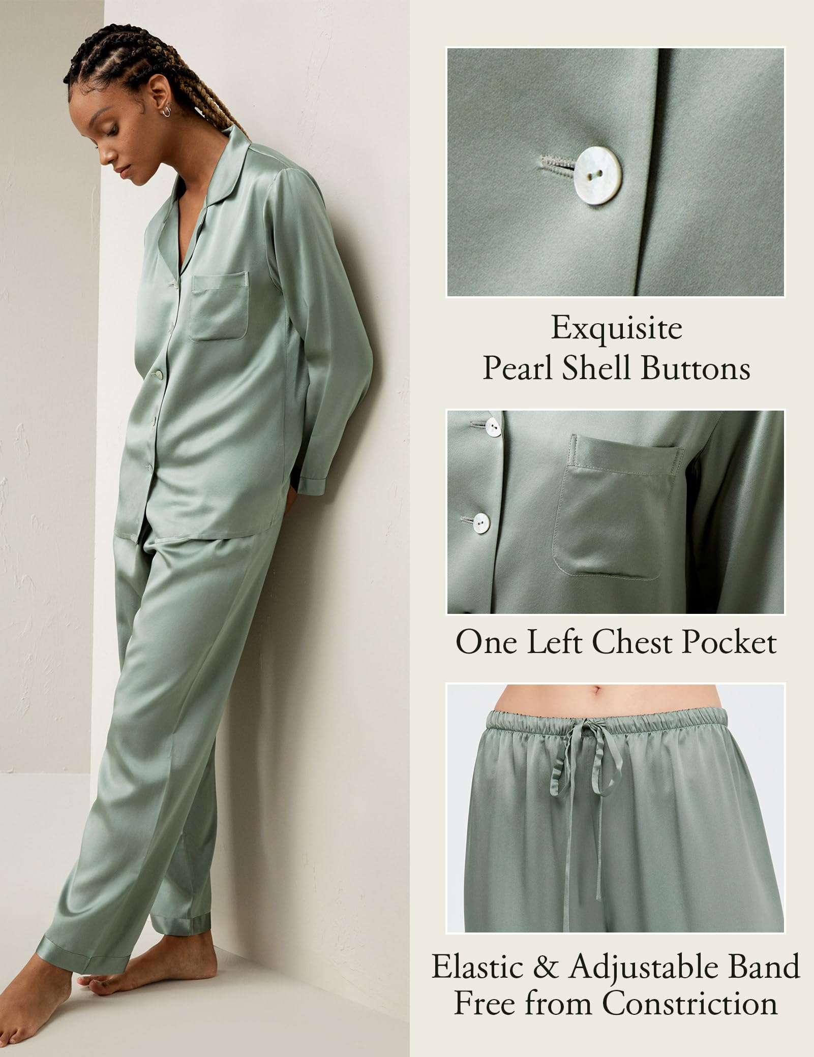 Luxury 100% Mulberry Silk Pajamas for Women - 22 Momme Pure Long Sleeve Full Length Silk Nightwear | Perfect for Relaxation, Bridal Shower Gifts & Spa Retreats