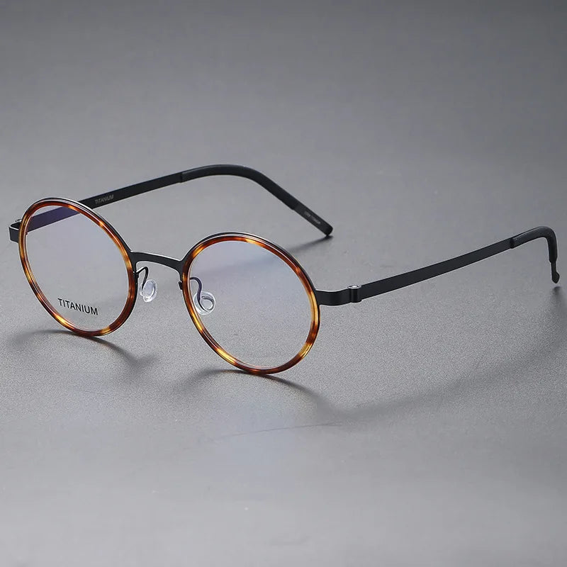 Black Titanium Full Rim Round Screwless Eyeglasses for Women - Lightweight & Durable Frame - Perfect for Reading, Work, and Everyday Fashion