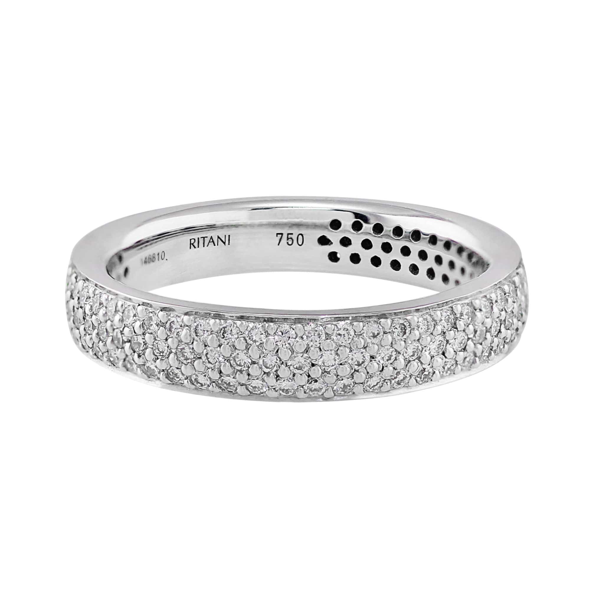 18K White Gold Triple Row Diamond Eternity Wedding Band Ring for Women - Perfect for Anniversary, Engagement, and Bridal Jewelry Gifts