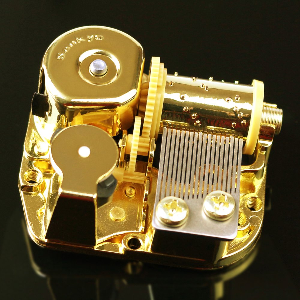 Sinzyo® Sankyo 18-Note Musical Movement - Gold-Plated Canon Music Box Mechanism with Multiple Tune Options - Perfect for Jewelry Boxes, DIY Crafts & Gift Decorations