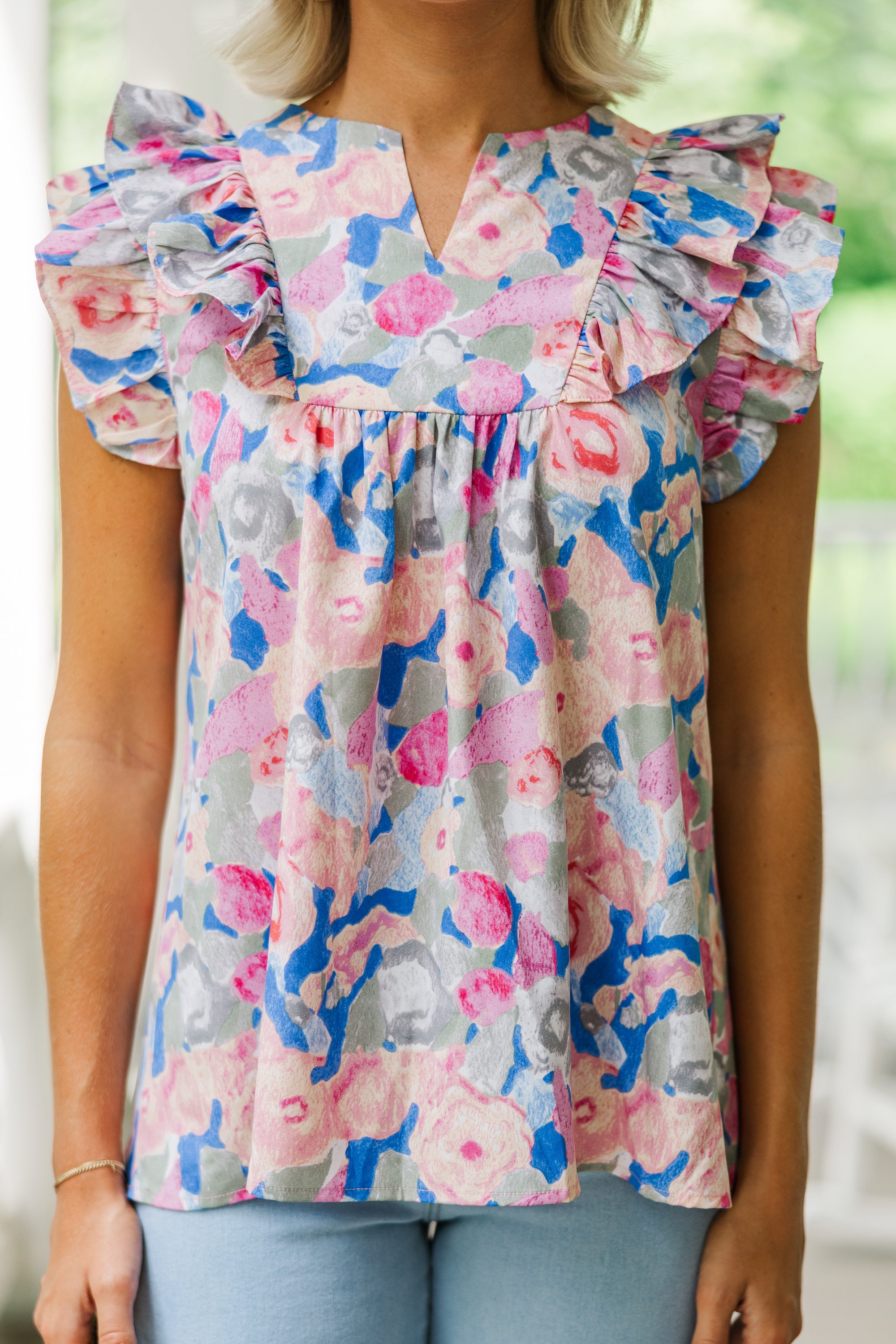 All The Love Pink Floral Blouse - Women's Elegant Floral Print Top for Spring & Summer | Perfect for Date Night, Office Wear & Casual Outings