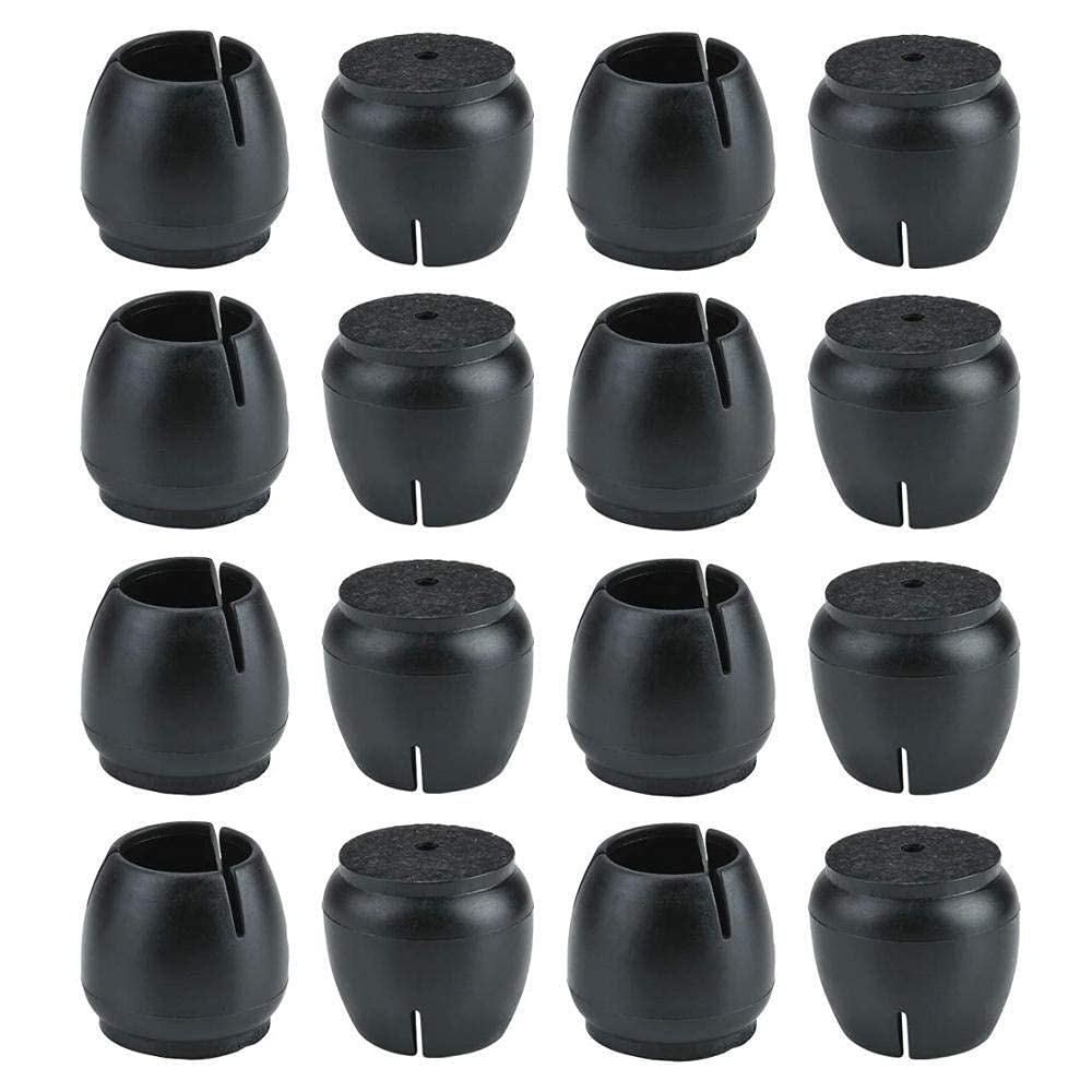 16Pcs Black Silicone Chair Leg Protectors - Round Furniture Feet Caps for Wood Floor Protection, Scratch Prevention & Noise Reduction - Ideal for Dining Chairs, Office Chairs, and Tables