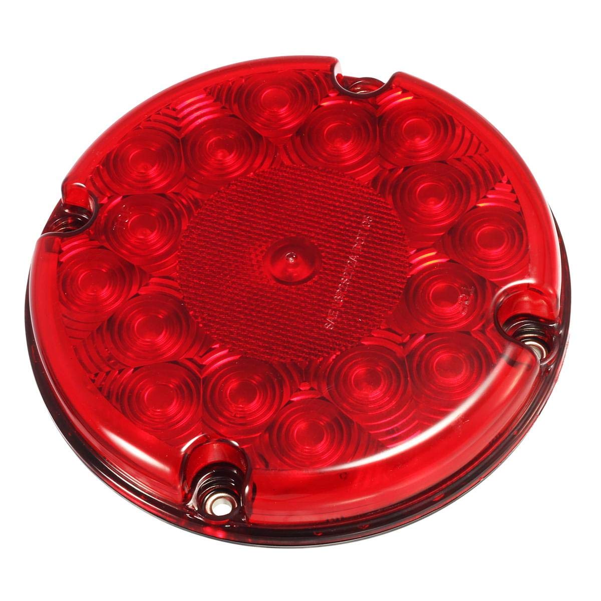 Partsam 2Pcs 7 Inch Round LED Trailer Tail Lights - Red 17 LED with Inner Reflex Lens, Waterproof for Trucks, Trailers, RVs, UTVs - Stop/Turn/Tail/Brake Lights - Surface Mount 10-30V - Ideal for Night Driving & Heavy-Duty Vehicles
