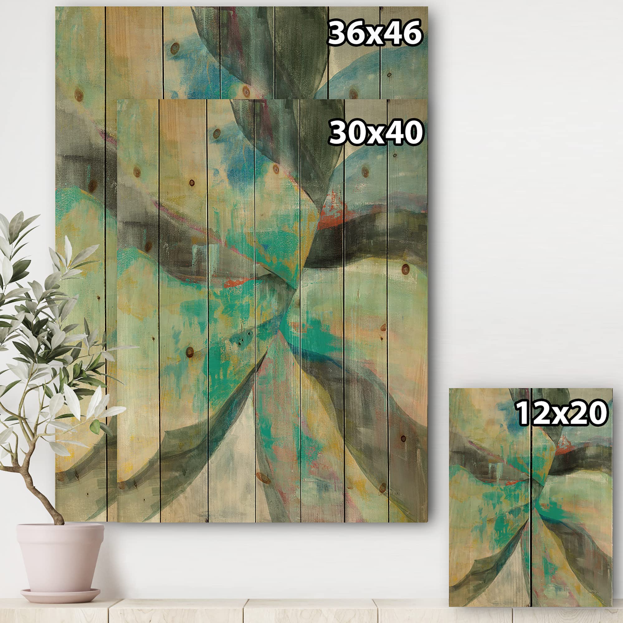 DesignQ In The Valley Abstract Wood Wall Art - Traditional Blue Wood Wall Decor, Large Abstract Wood Panels Printed on Natural Pine - Perfect for Living Room, Bedroom & Office Decor