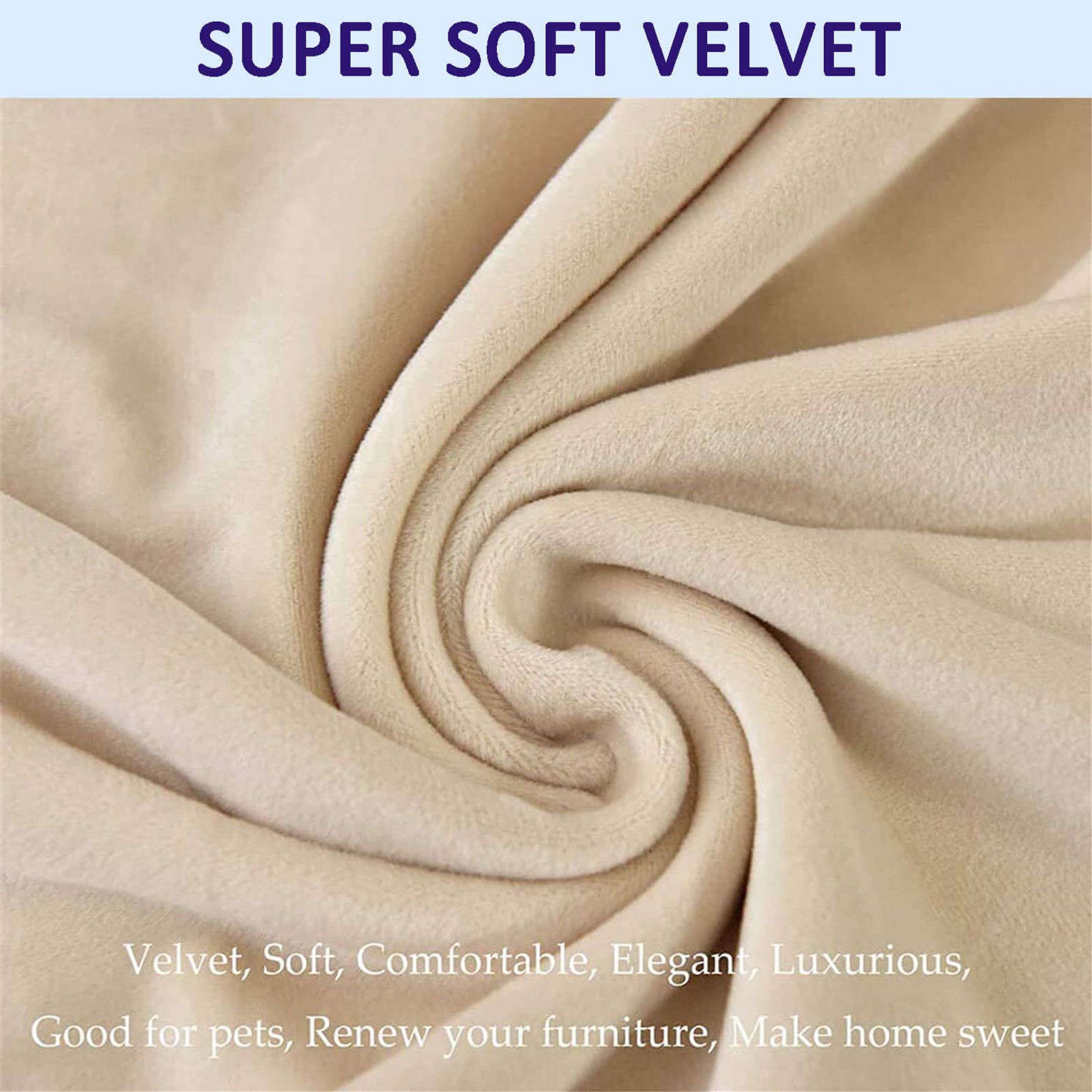 Velvet Stretch Dining Chair Covers - Machine Washable Slipcovers for Dining Room, Living Room & Bedroom - Beige Set of 2 - Perfect for Home Decor, Parties & Everyday Protection