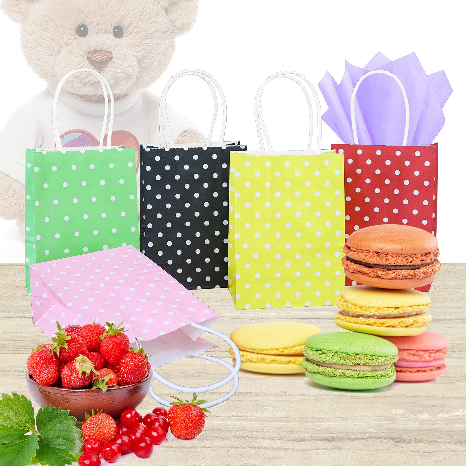 25 Pack Small Black Gift Bags with Handles - 6x4.3x2.3 Inches Mini Party Favor Bags for Weddings, Baby Showers & Birthday Celebrations