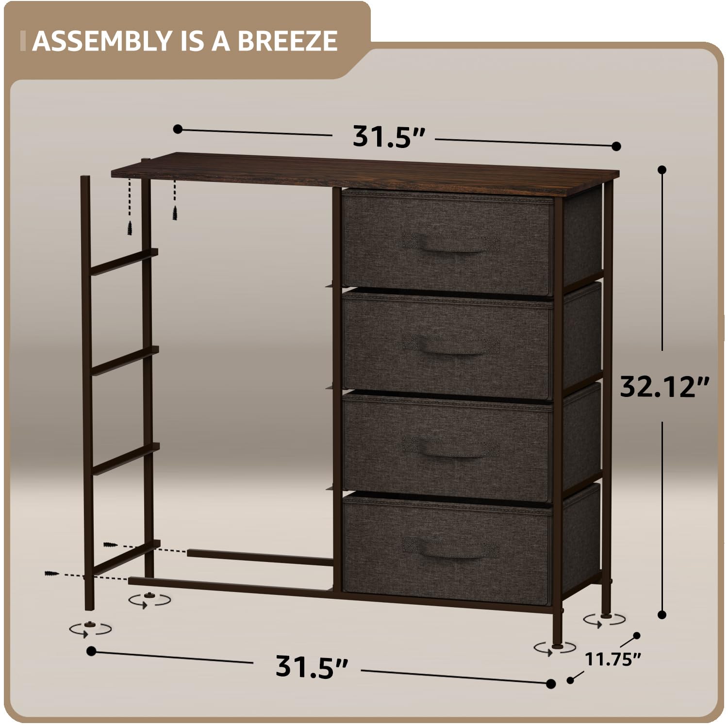 Sorbus 8-Drawer Dresser Organizer - Sturdy Steel Frame with Wood Top & Easy Pull Fabric Bins for Clothes Storage - Large Bedroom, Living Room, Nursery, Closet Organizer Furniture for Home Organization