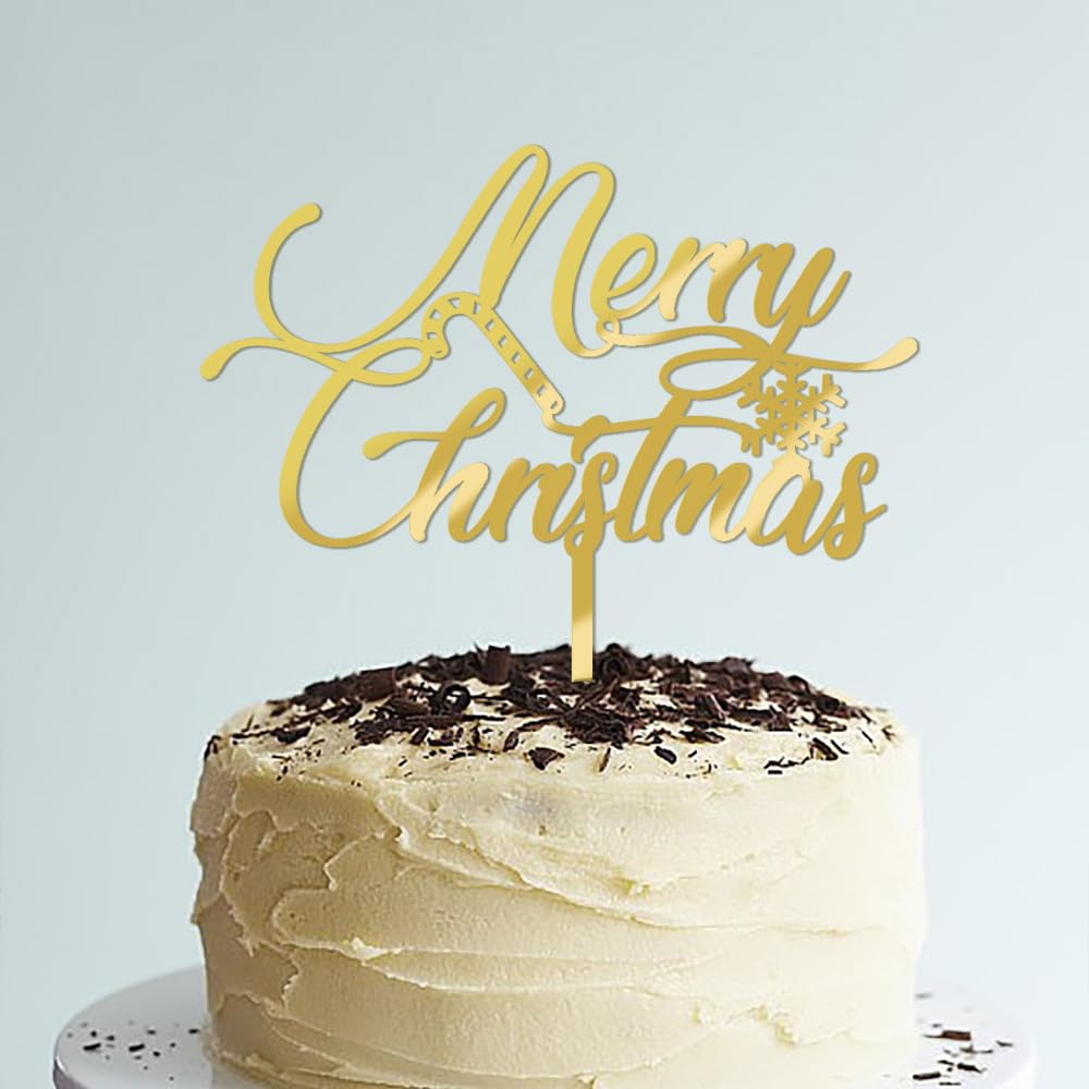 Glitter Acrylic Merry Christmas Cake Topper - Winter Holiday Party Decor for Kids & Adults - Perfect for Christmas Cakes, Cupcakes, Desserts & Festive Home Decorations