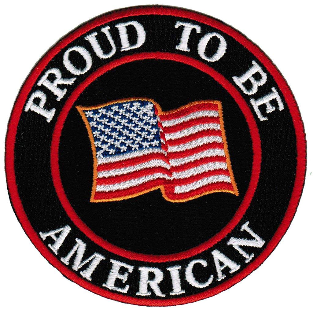 Proud to Be American Embroidered Patch - USA Flag Iron-On Biker Emblem for Jackets, Vests & Motorcycle Gear - Patriotic Sew-On Badge for Clothing, Hats & Bags