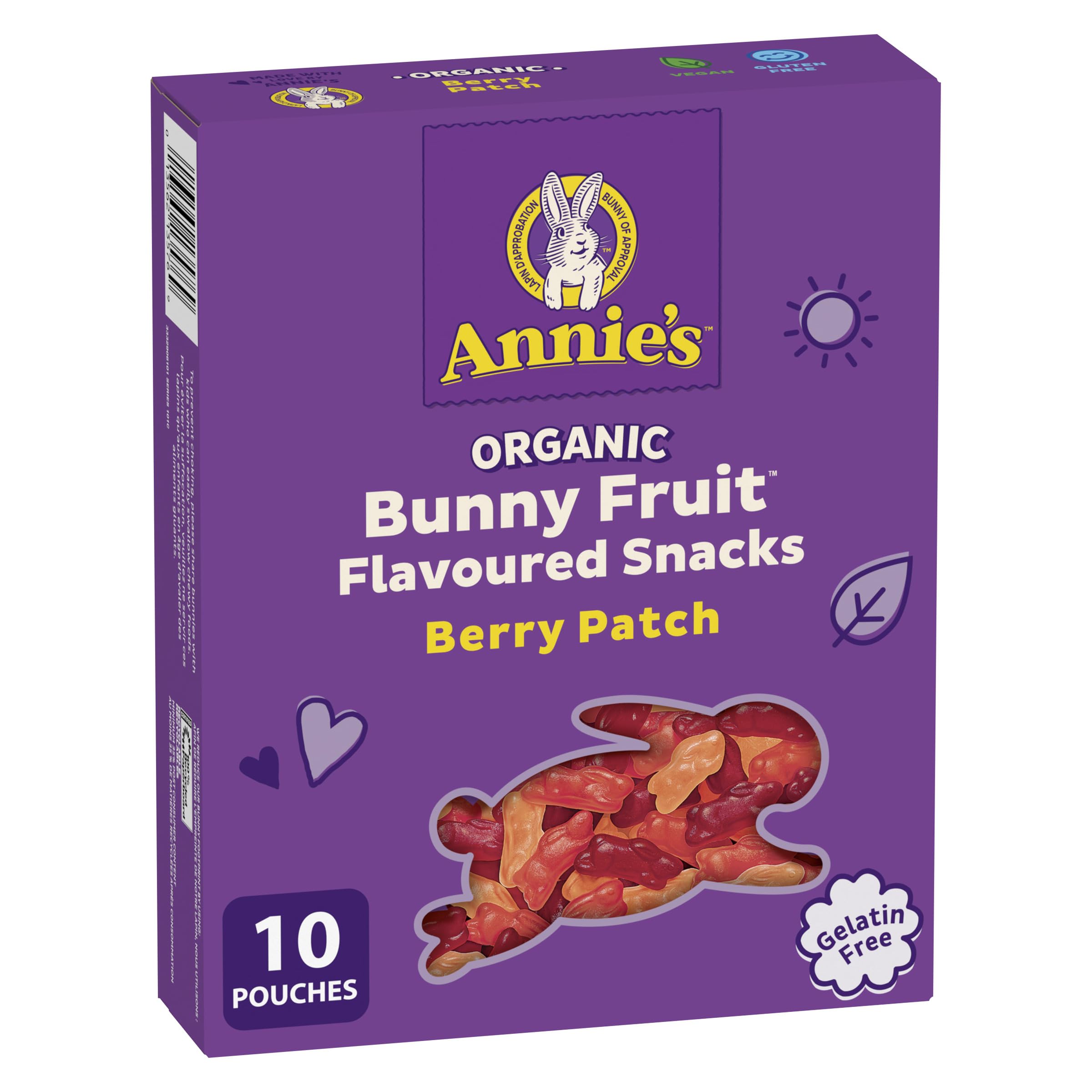 Organic Fruit Snacks Berry Variety Pack - 10 Pouches | Strawberry, Cherry & Raspberry Flavors | No Artificial Colors, Gelatin Free, Gluten Free, Vegan | Perfect for School Lunches, Road Trips & Healthy Snacking