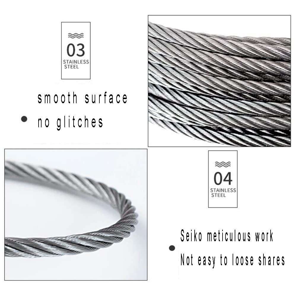 MAHFEI 304 Stainless Steel Wire Rope 328ft (100m) - 1.2mm Diameter for Sun Shade Sail Fixing, Garden Hanging, Outdoor Projects - Includes 30pcs Aluminum Sleeves - Rustproof & Weather Resistant - Perfect for Patio, Pergola, Greenhouse & DIY Installations
