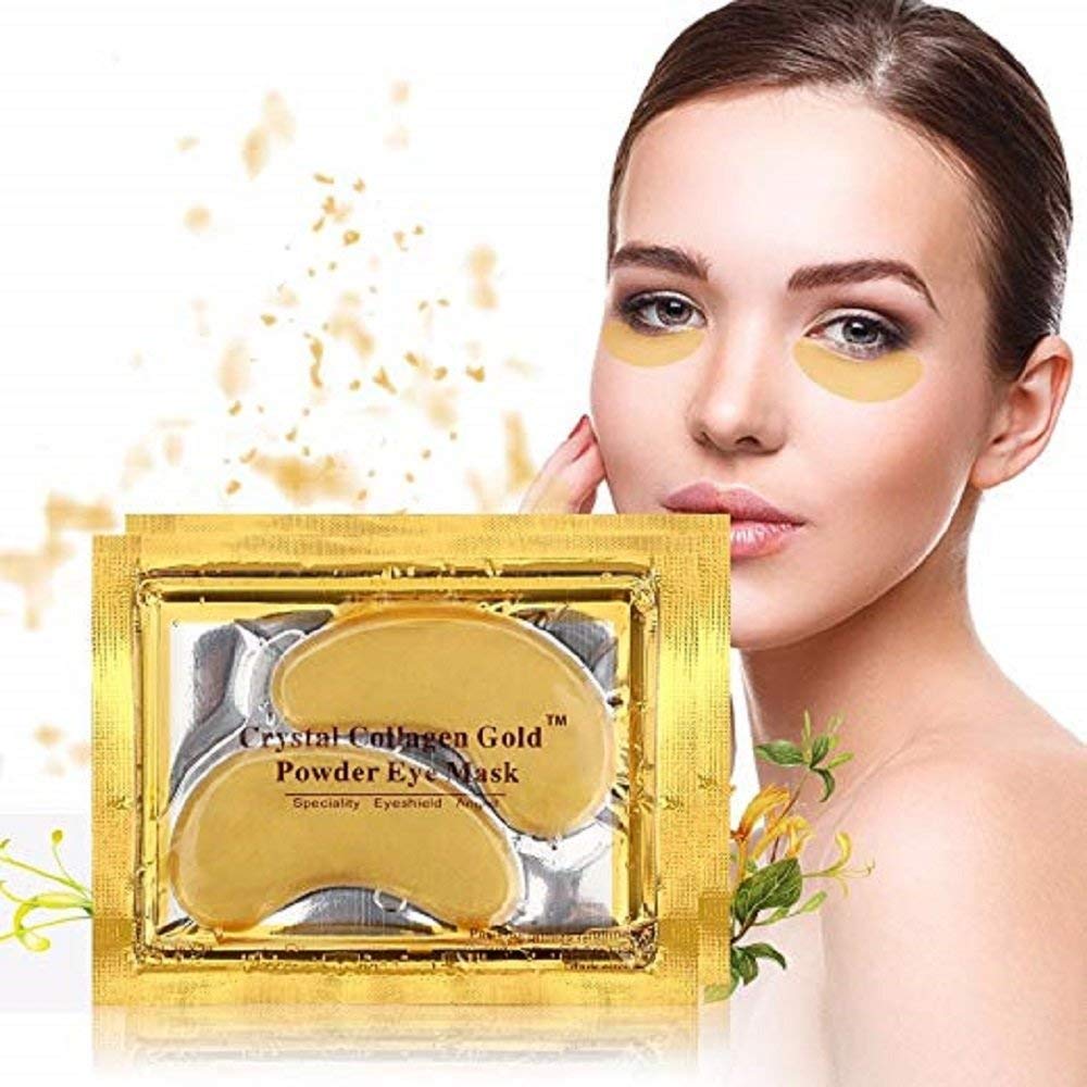 50 Pairs 24K Gold Eye Mask with Collagen & Crystal Gel - Anti-Aging, Moisturizing, Reduces Dark Circles, Puffiness & Wrinkles - Natural Eye Pads for Spa, Night Care & Travel Skincare Routine