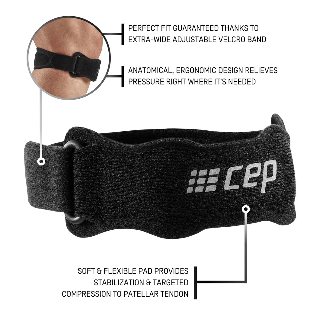 CEP Unisex Mid Support Patella Strap - Black | Knee Pain Relief for Running, Cycling & Sports | Adjustable Compression Band for Joint Support