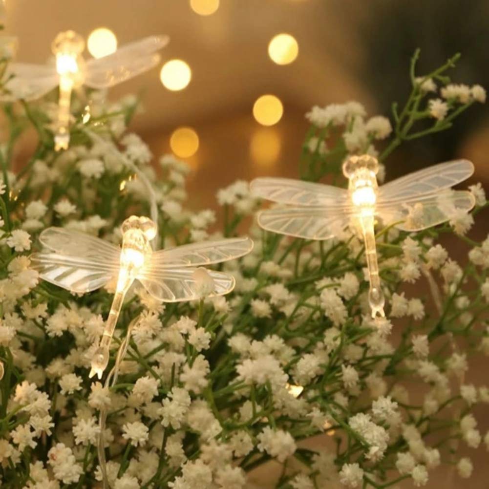 20 LED Waterproof String Lights - Outdoor Fairy Lights with Butterfly & Dragonfly Shapes for Garden, Party, Holiday Decorations | Perfect for Weddings, Patios, and Christmas Tree Decoration