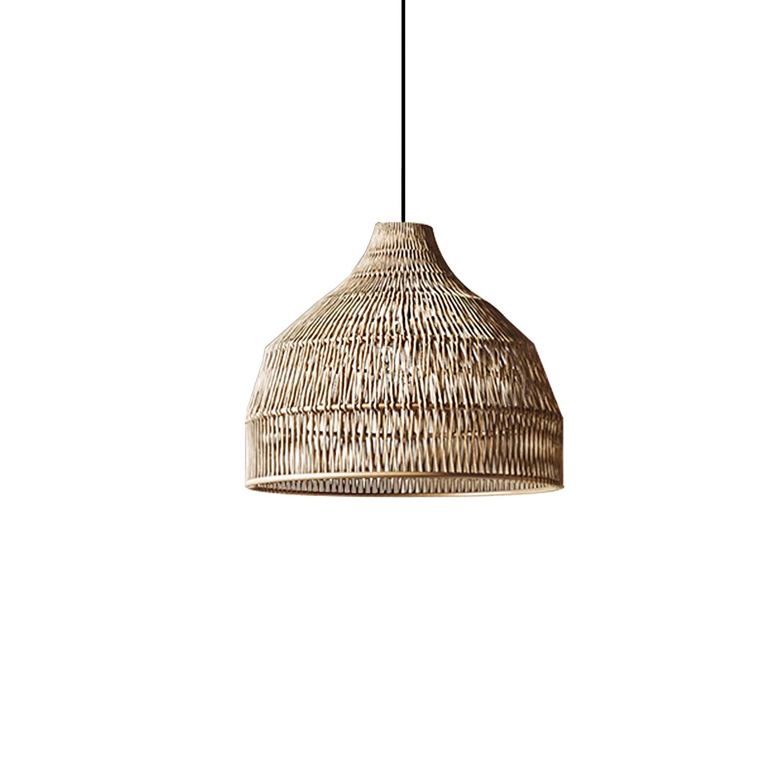 Modern Rattan Pendant Light - Handwoven Natural Wicker Hanging Lamp for Boho, Farmhouse & Coastal Home Decor - Perfect for Dining Room, Bedroom or Patio Lighting