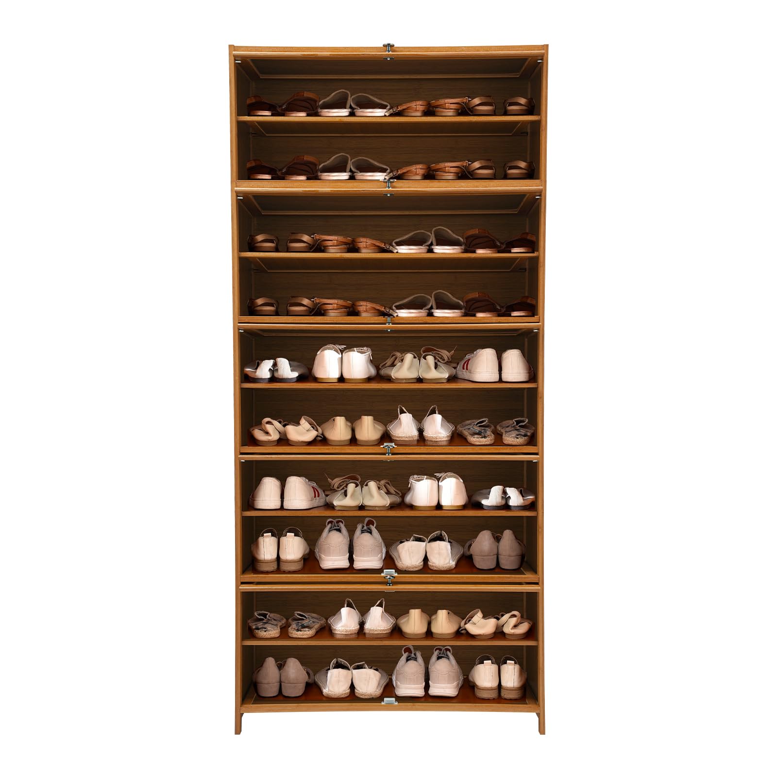 11-Tier Bamboo Shoe Cabinet Organizer - Freestanding Shoe Rack with Adjustable Shelves for Entryway, Hallway, Closet (31.5