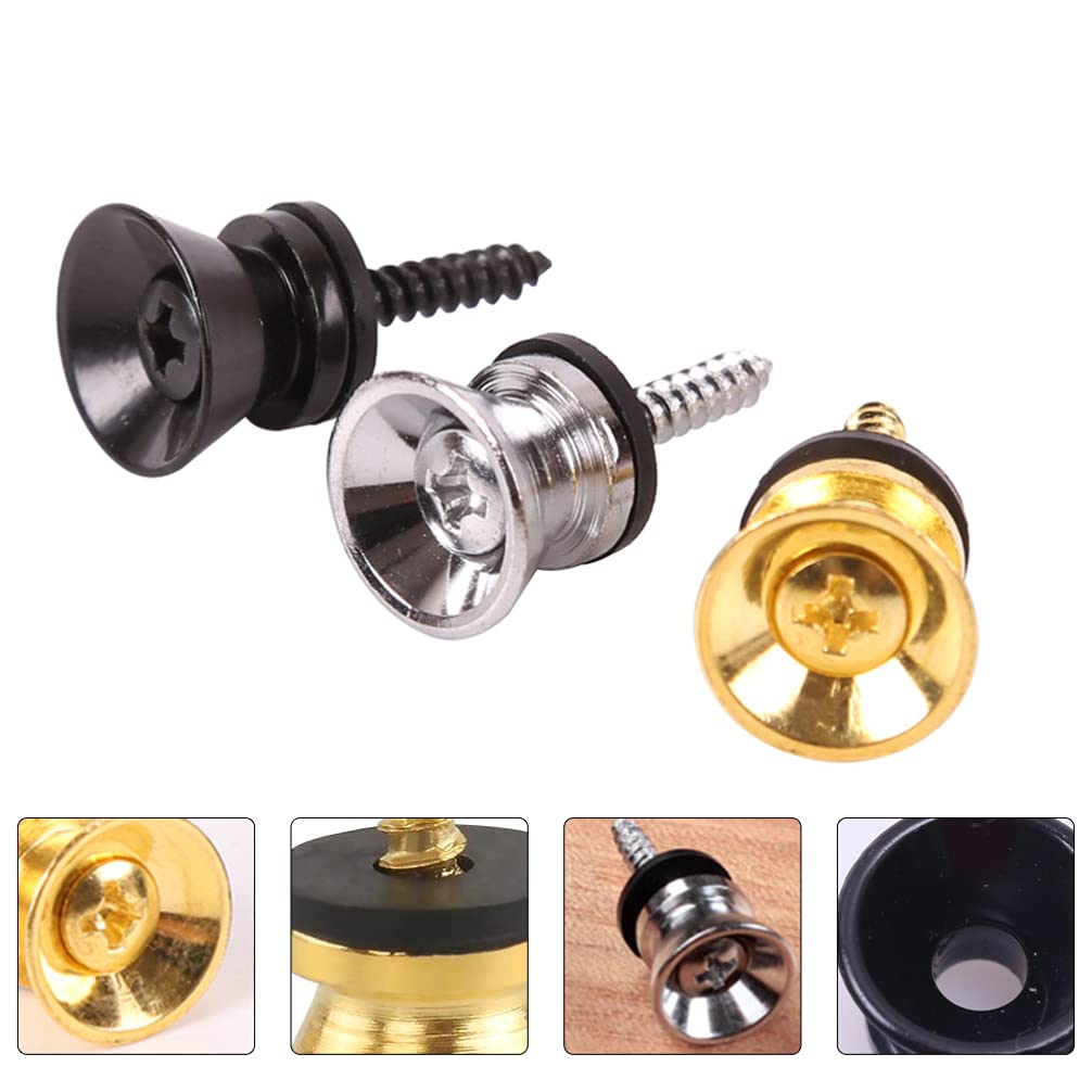 Hemoton 9-Piece Guitar Strap Lock Kit - Gold Plated Strap Buttons, Bass & Acoustic Guitar Endpin Locks, Copper Bracket & Wooden Guitar Accessories for Secure Playing - Perfect for Live Performances & Studio Sessions