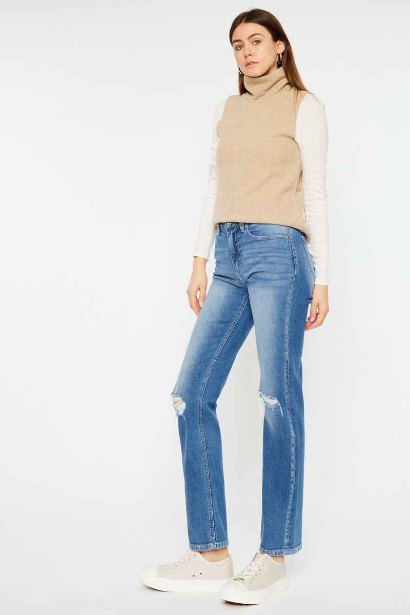 Sultana High Rise Slim Straight Leg Jeans for Women - Stretchy Denim Pants, Comfortable & Flattering Fit - Perfect for Casual Wear, Office & Date Nights